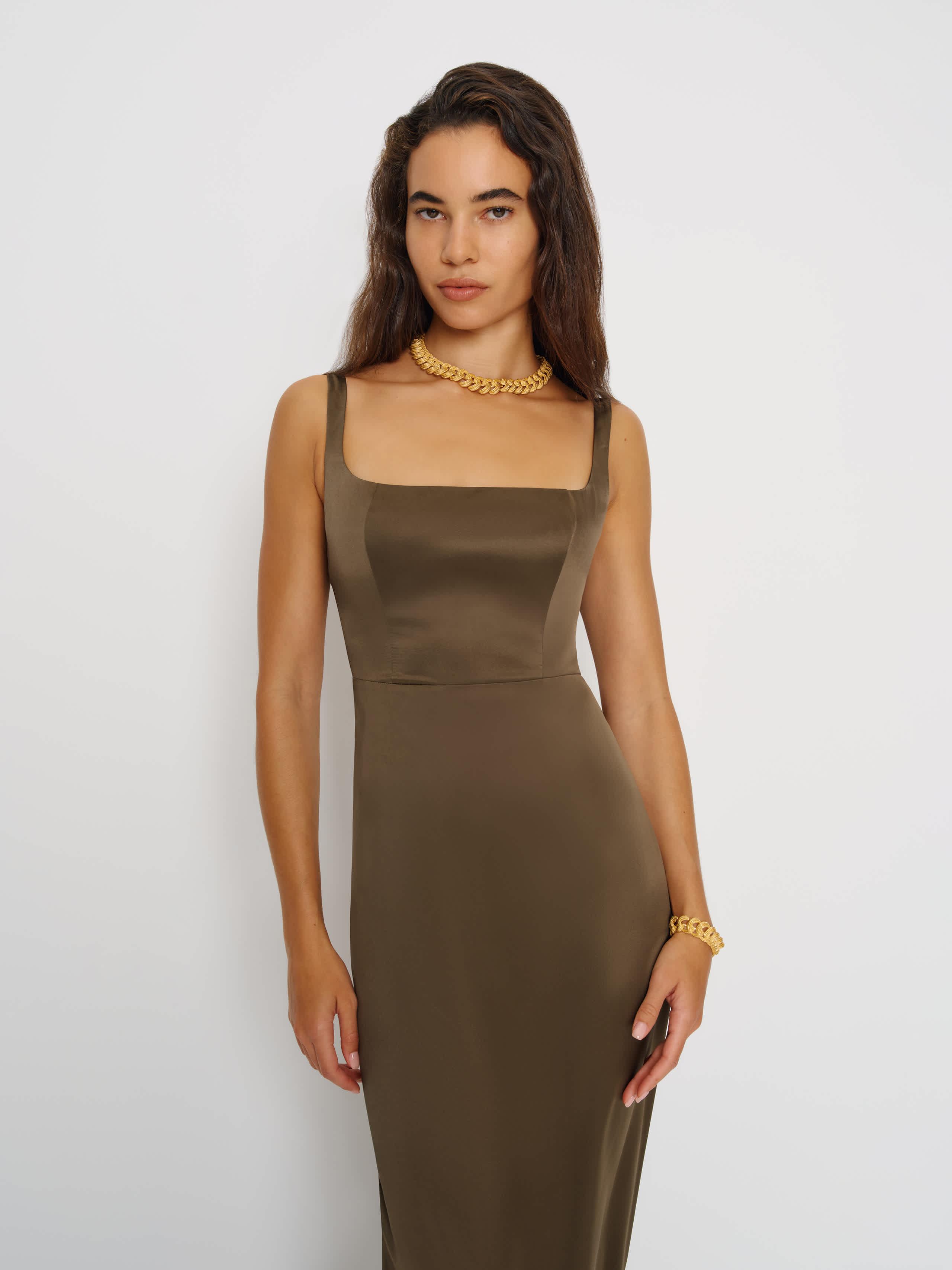 Reformation Ambre Silk Dress 0 in Brown | Lyst Reformation Ambre Silk Dress 0 in Brown | Lyst