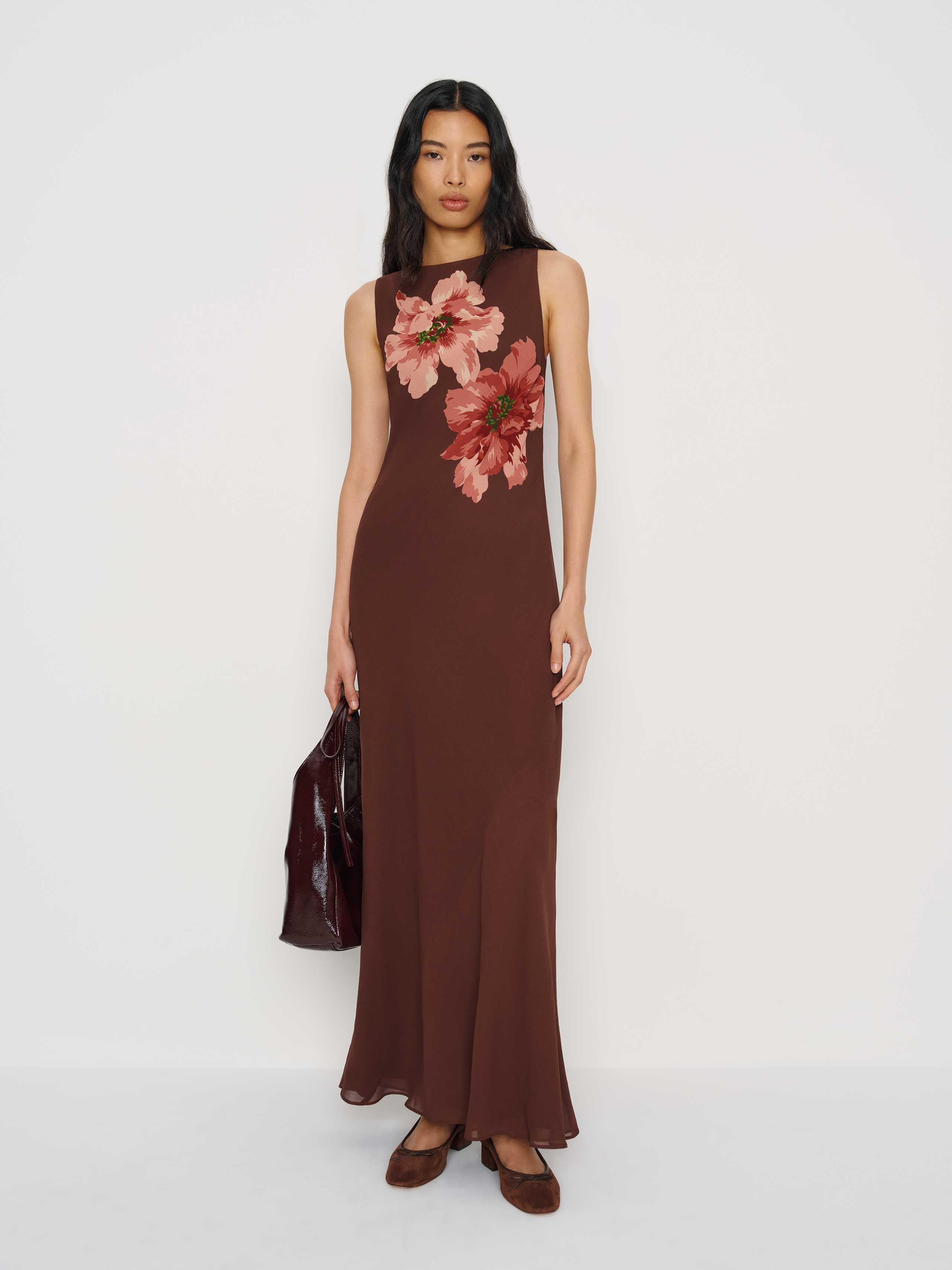 reformation brown floral dress Reformation Shyla Floral Midi-Dress