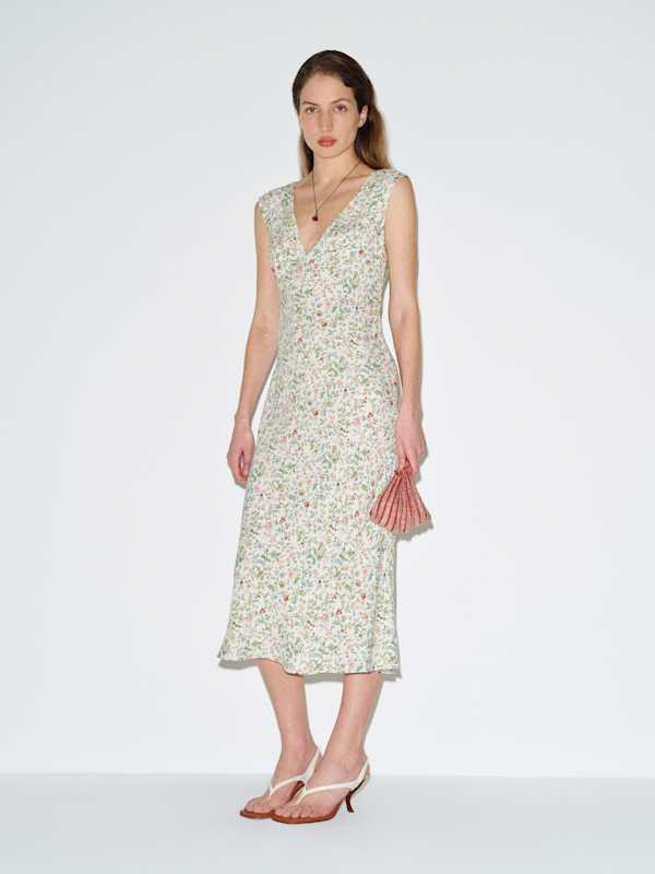 gauze midi dress with sleeves The Alyssa Polka Dot Gauze Midi Dress large / Ivory
