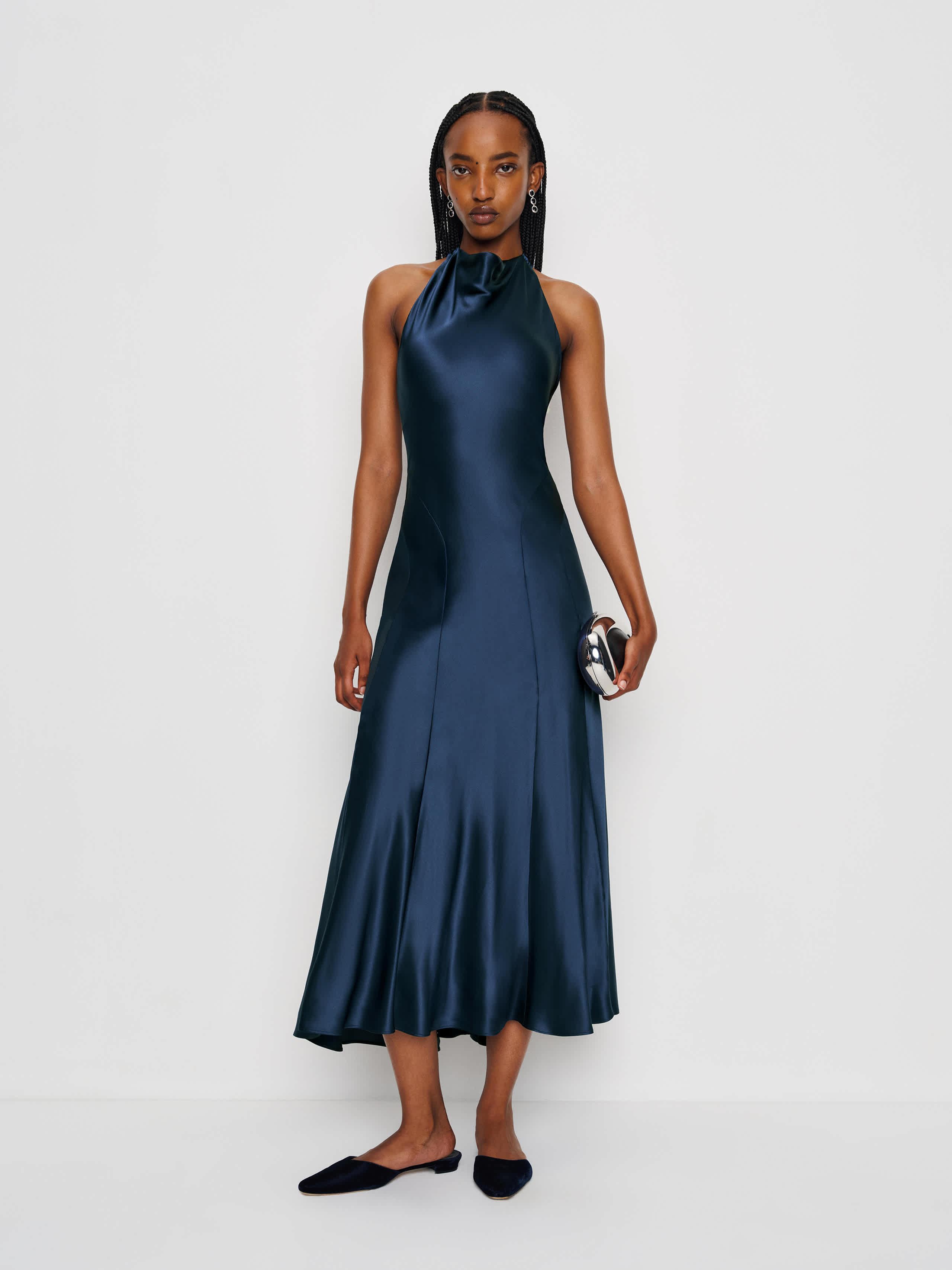 reformation karissa silk dress Reformation Corey Satin Midi-Dress