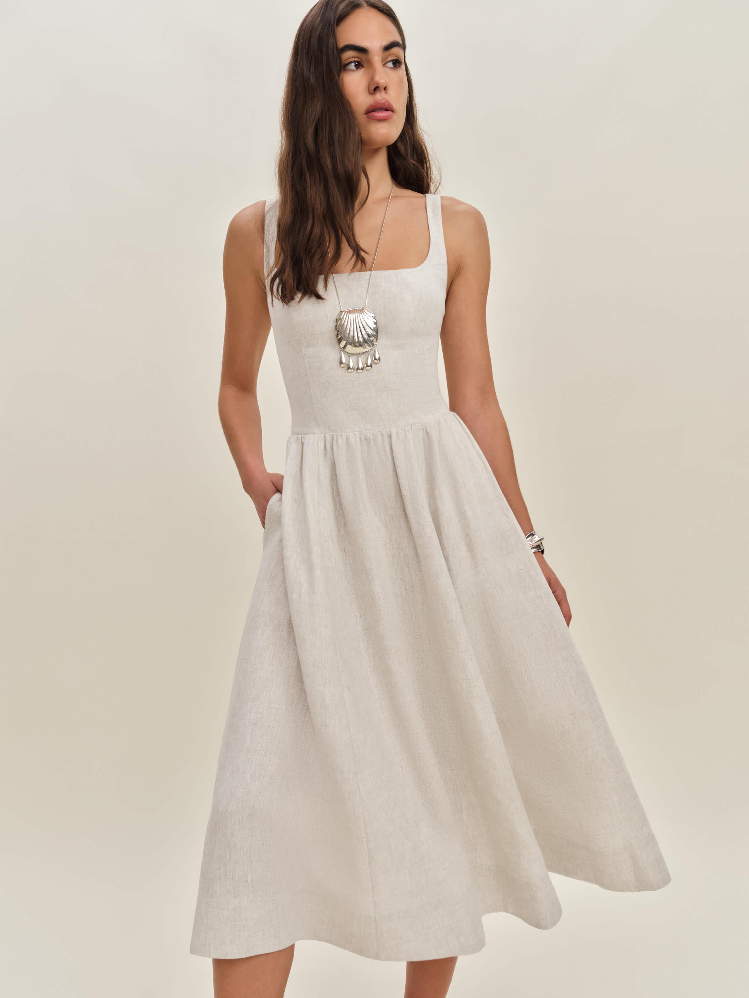 Reformation Janu Linen Dress 4 in Natural | Lyst