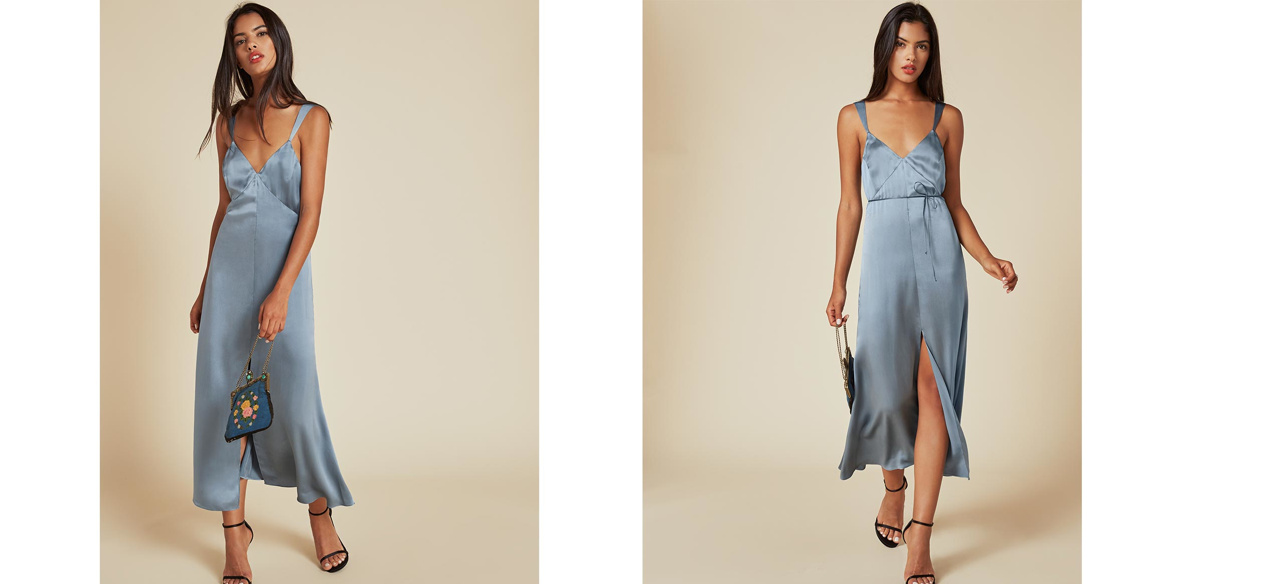 reformation blue silk dress