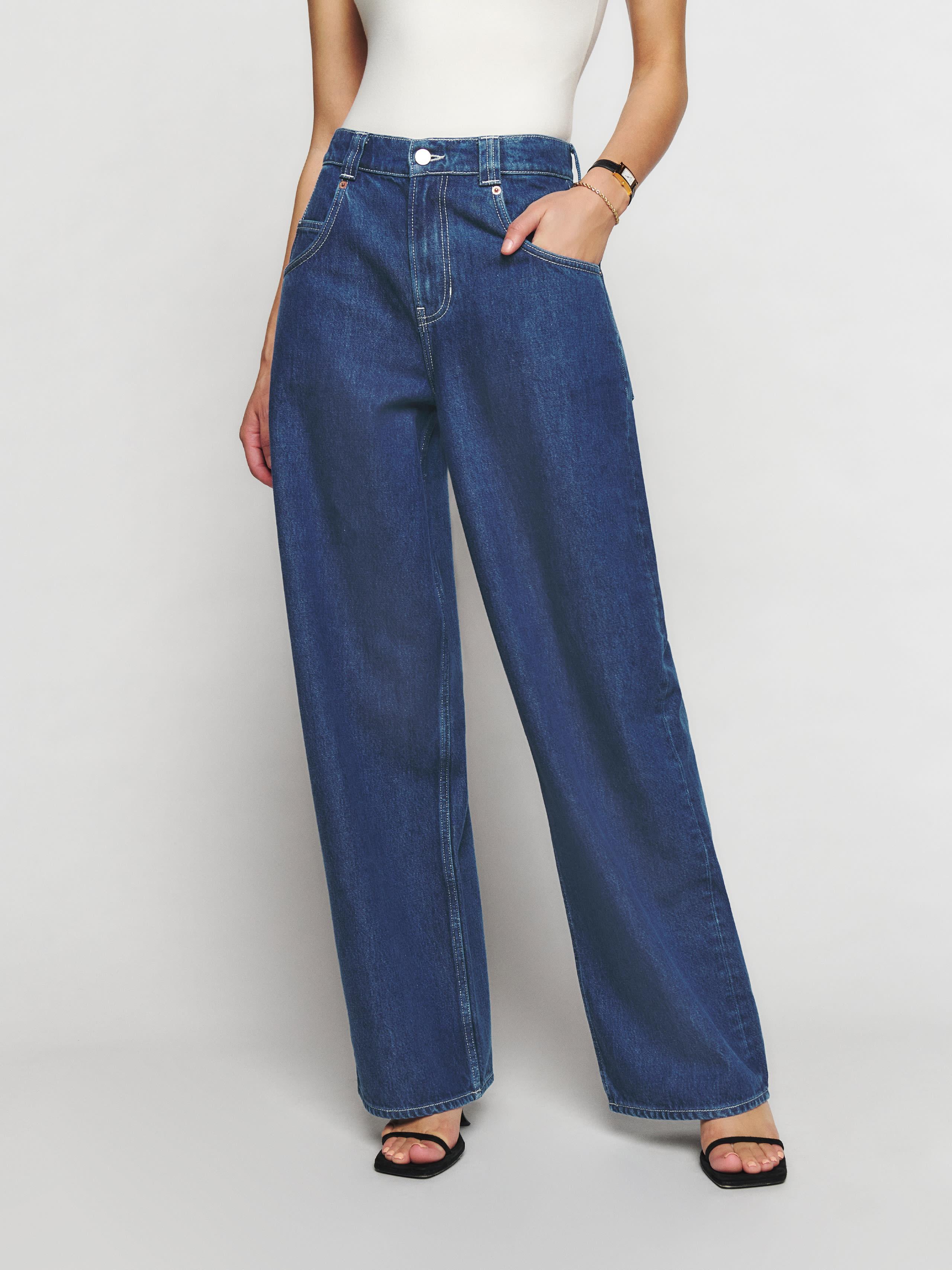 Reformation Skater Baggy High Rise Straight Jeans in Blue | Lyst