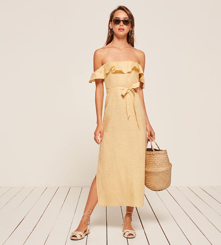 Reformation Madrid Dress in Natural | Lyst