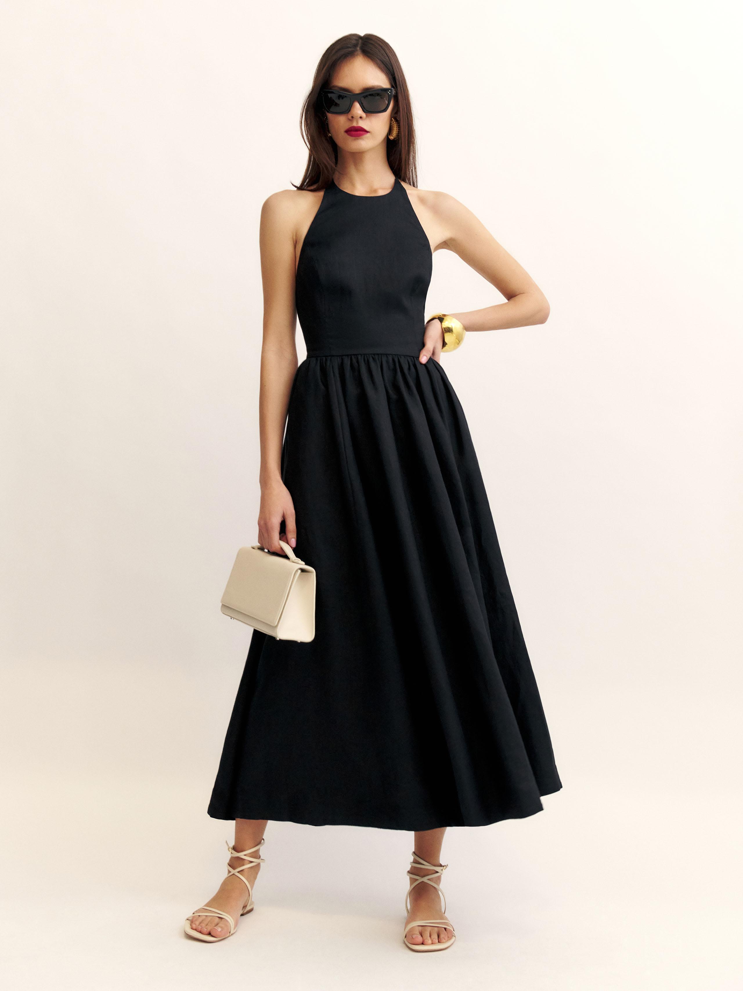 Reformation Percy Linen Dress in Black | Lyst Reformation Percy Linen Dress in Black | Lyst