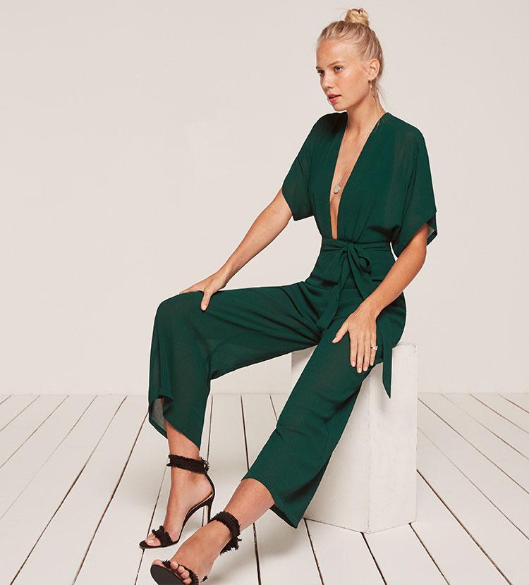 Reformation Petites Swiss Jumpsuit in Green | Lyst