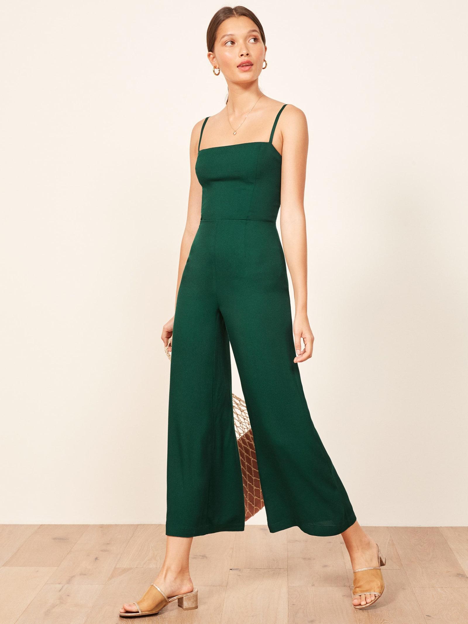 reformation green jumpsuit