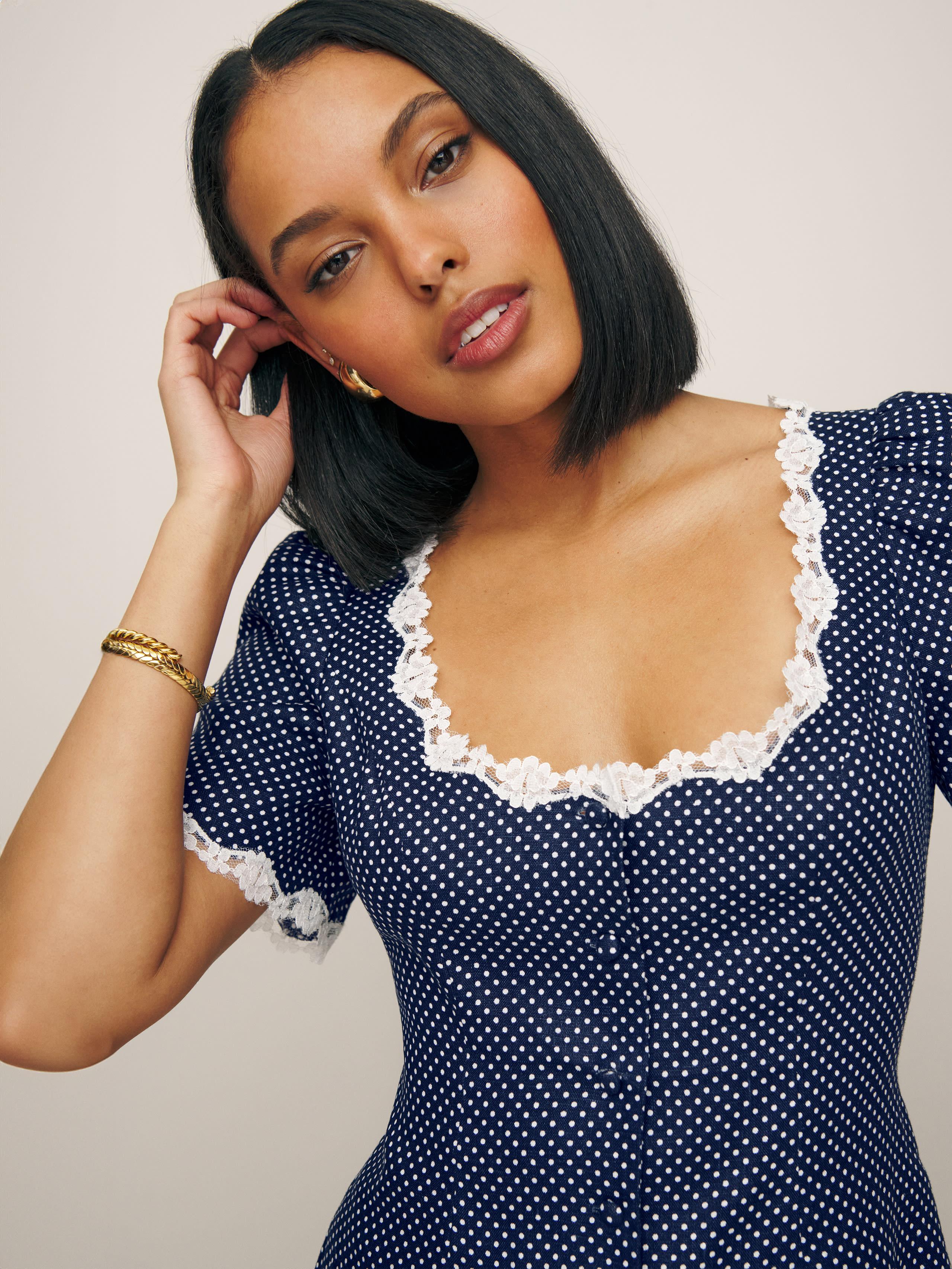 polka dot linen top