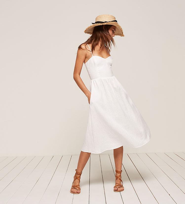 Reformation Linen Olivia Dress in White - Lyst