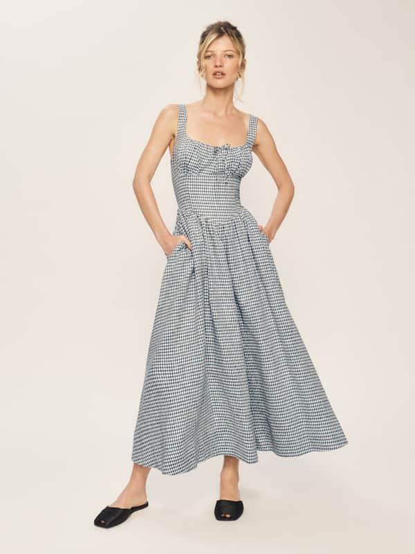 zara long sleeve maxi dress Zara Drop Waist Maxi Dress-White XL main image 0