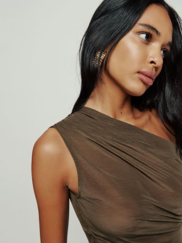 Reformation Belle Knit Top in Brown | Lyst