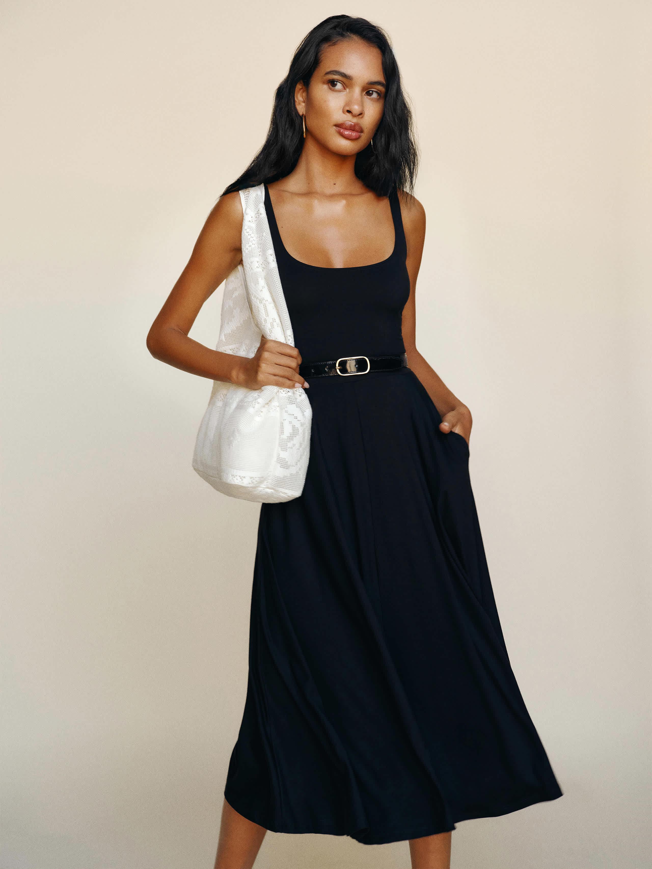 reformation cocktail dress High Waist Paperbag Skinny Dress Pants
