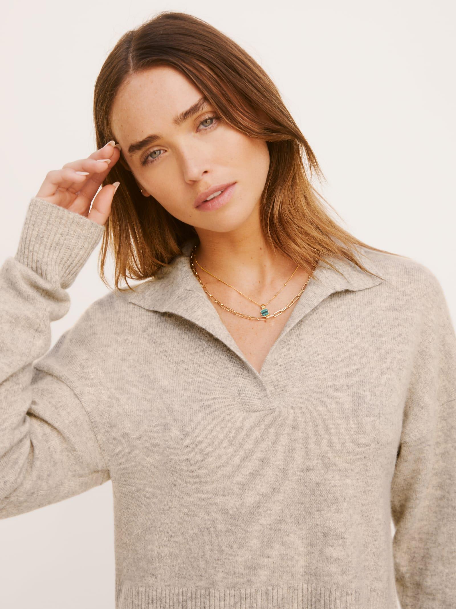 Reformation Cashmere Polo Sweater in Gray | Lyst