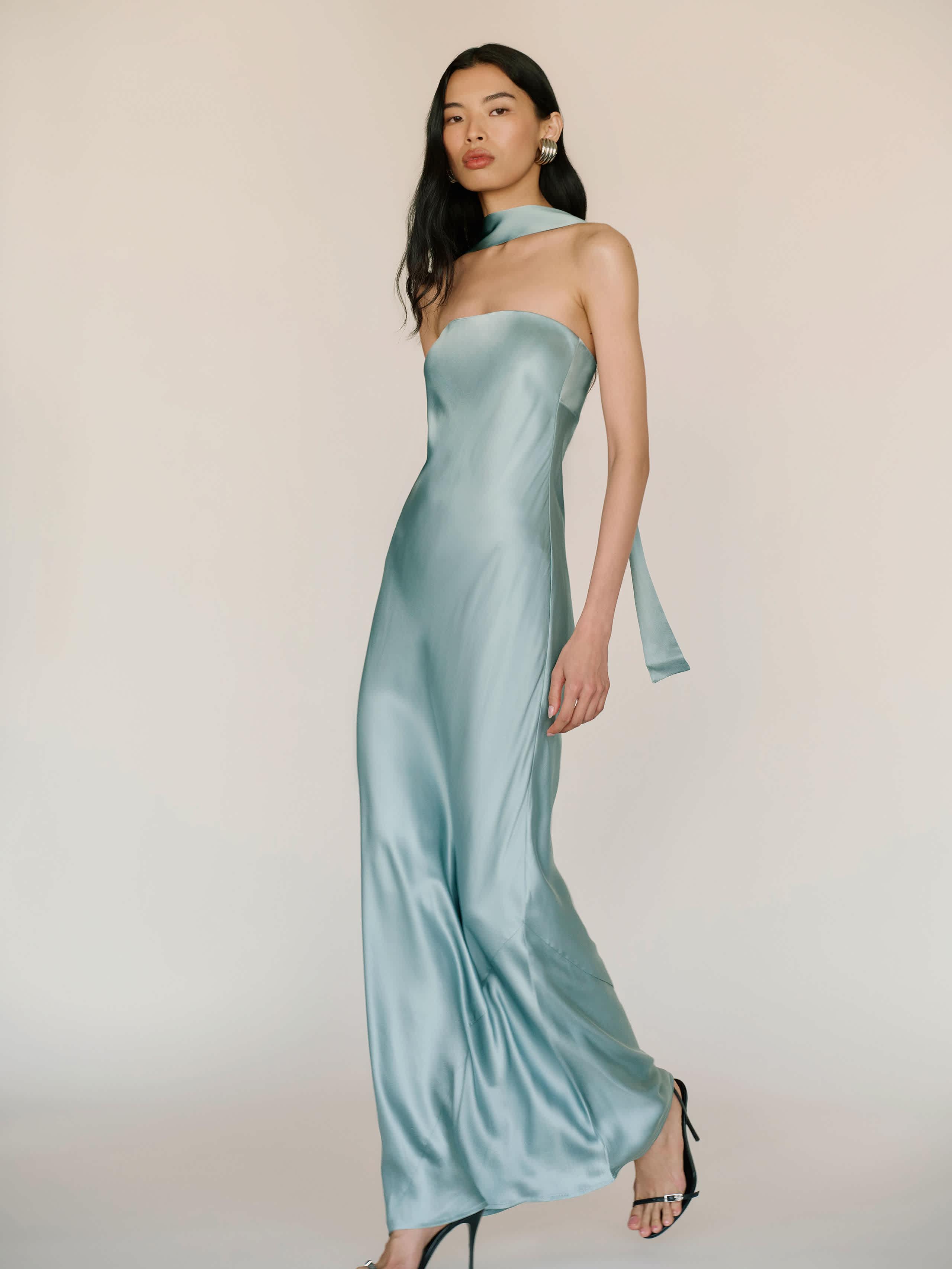 backless and strapless dress Reformation Delia Bow Midi Dress – katie + hubbell