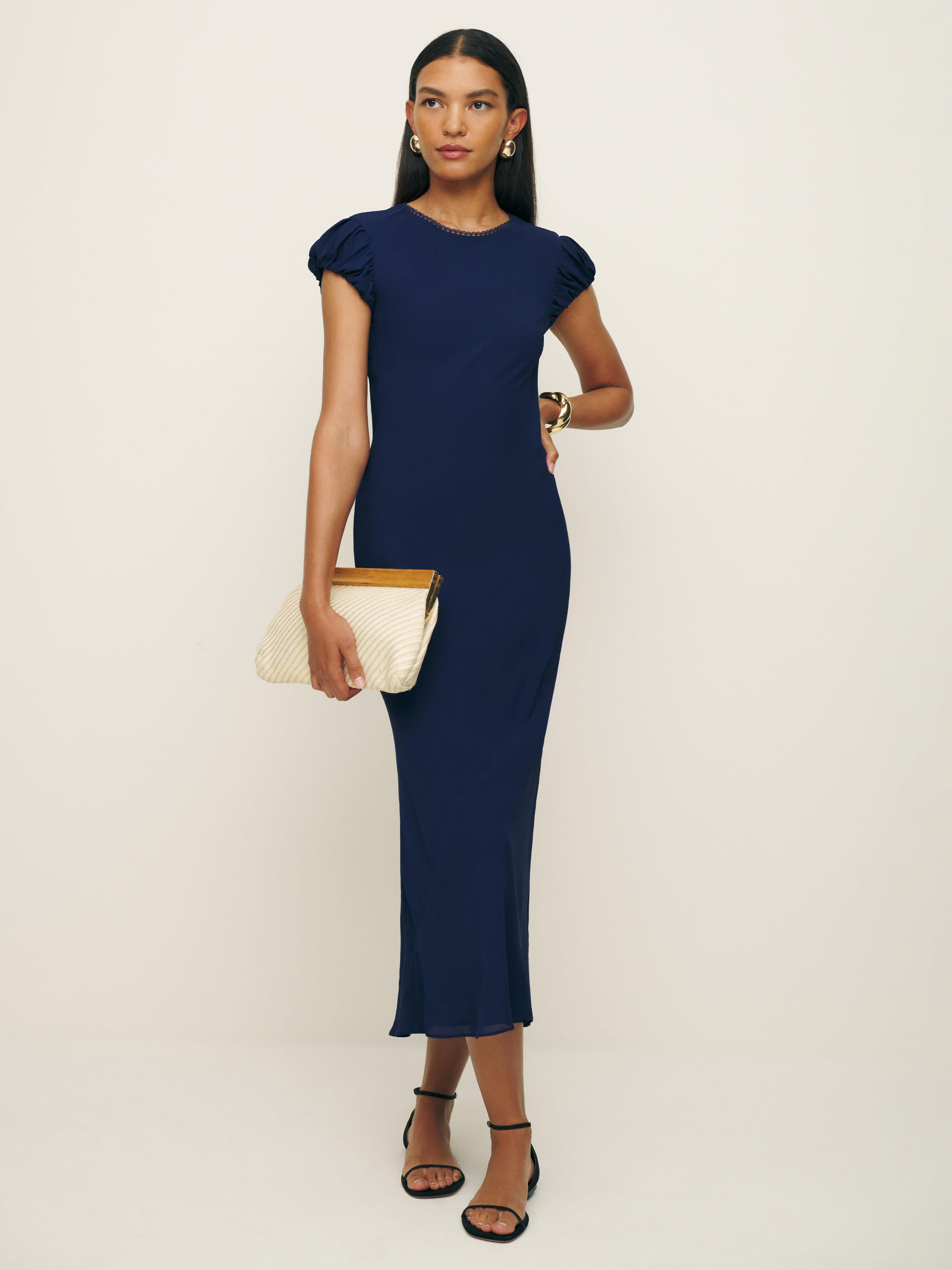 midi dress wrap dress Faux Wrap Midi Dress