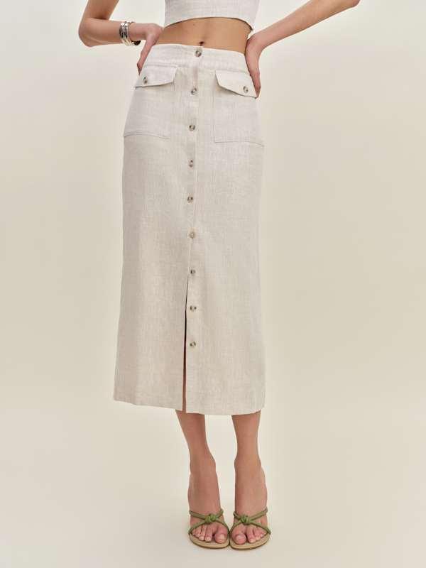 Reformation Britt Linen Skirt in Natural | Lyst