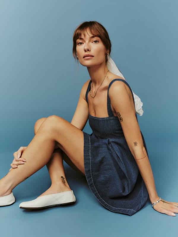 Reformation Cecil Denim Mini Dress in Blue | Lyst