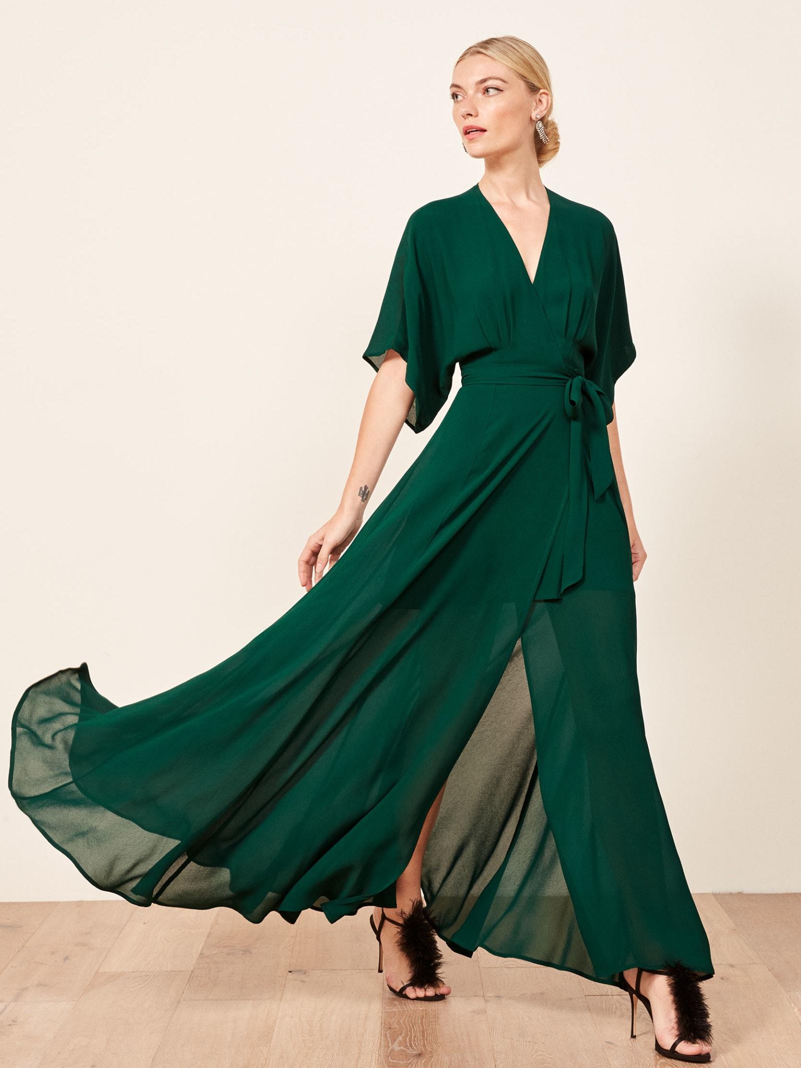 reformation winslow dress emerald