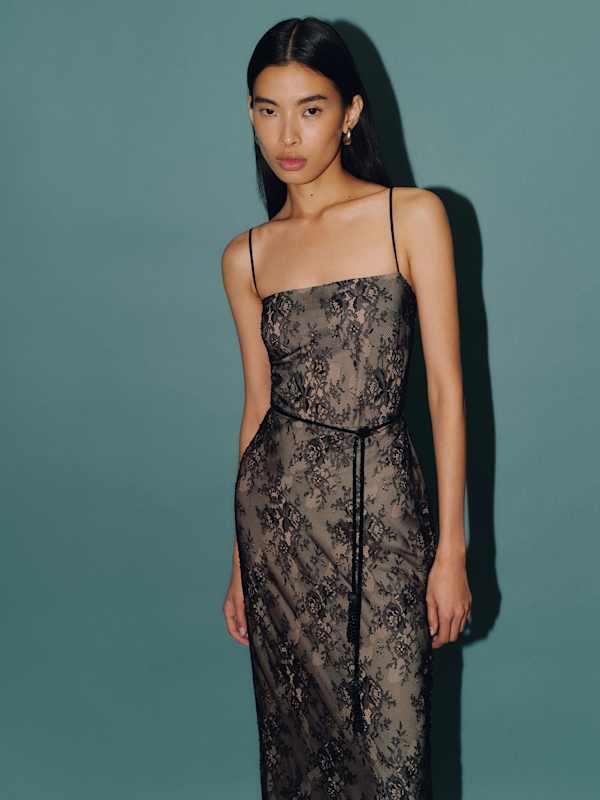lace dress by reformation Lace-Trimmed Reformation Maxi Dress by Reformation
