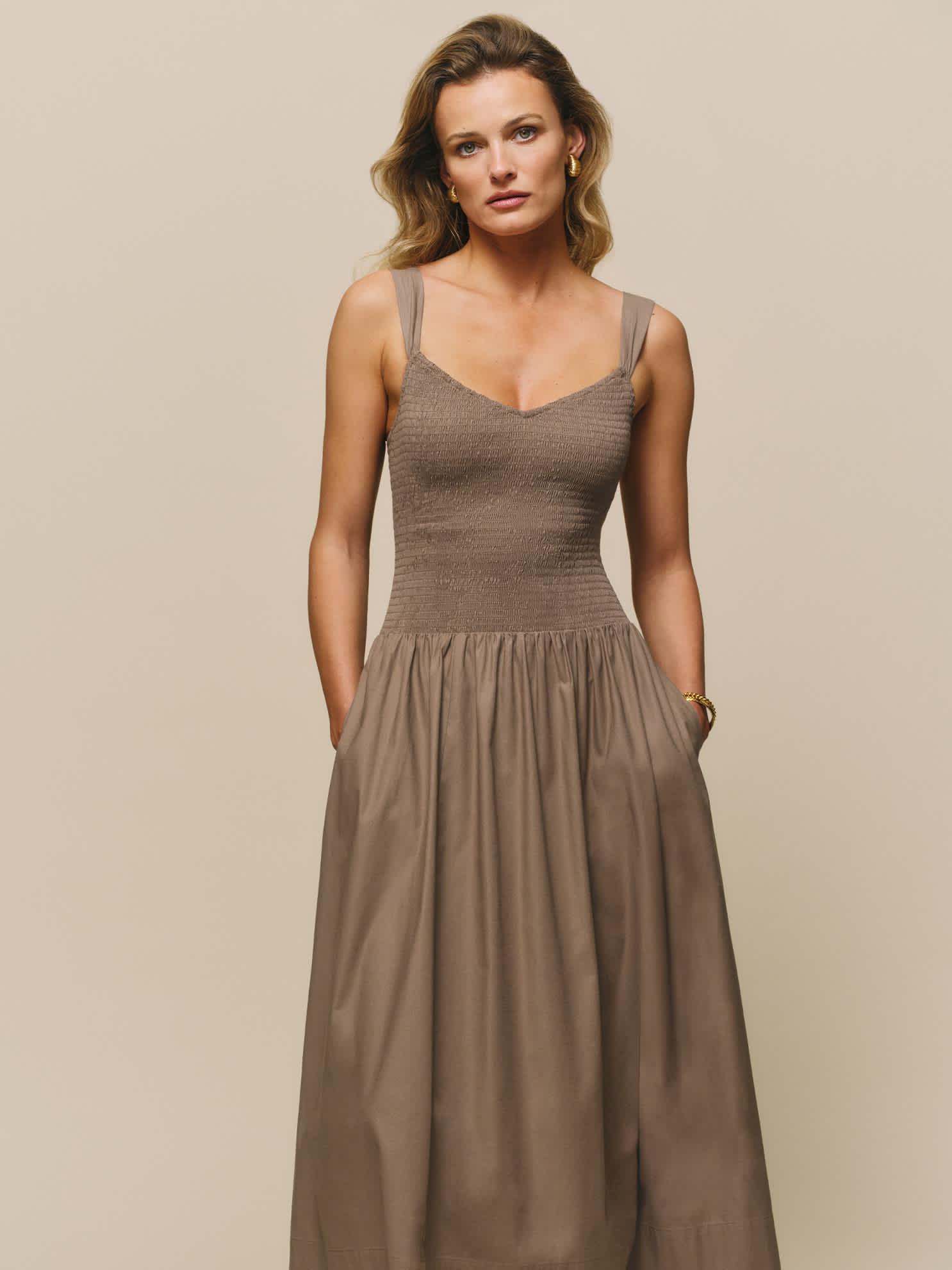 reformation sariah midi dress Reformation Sariah Dress in Natural