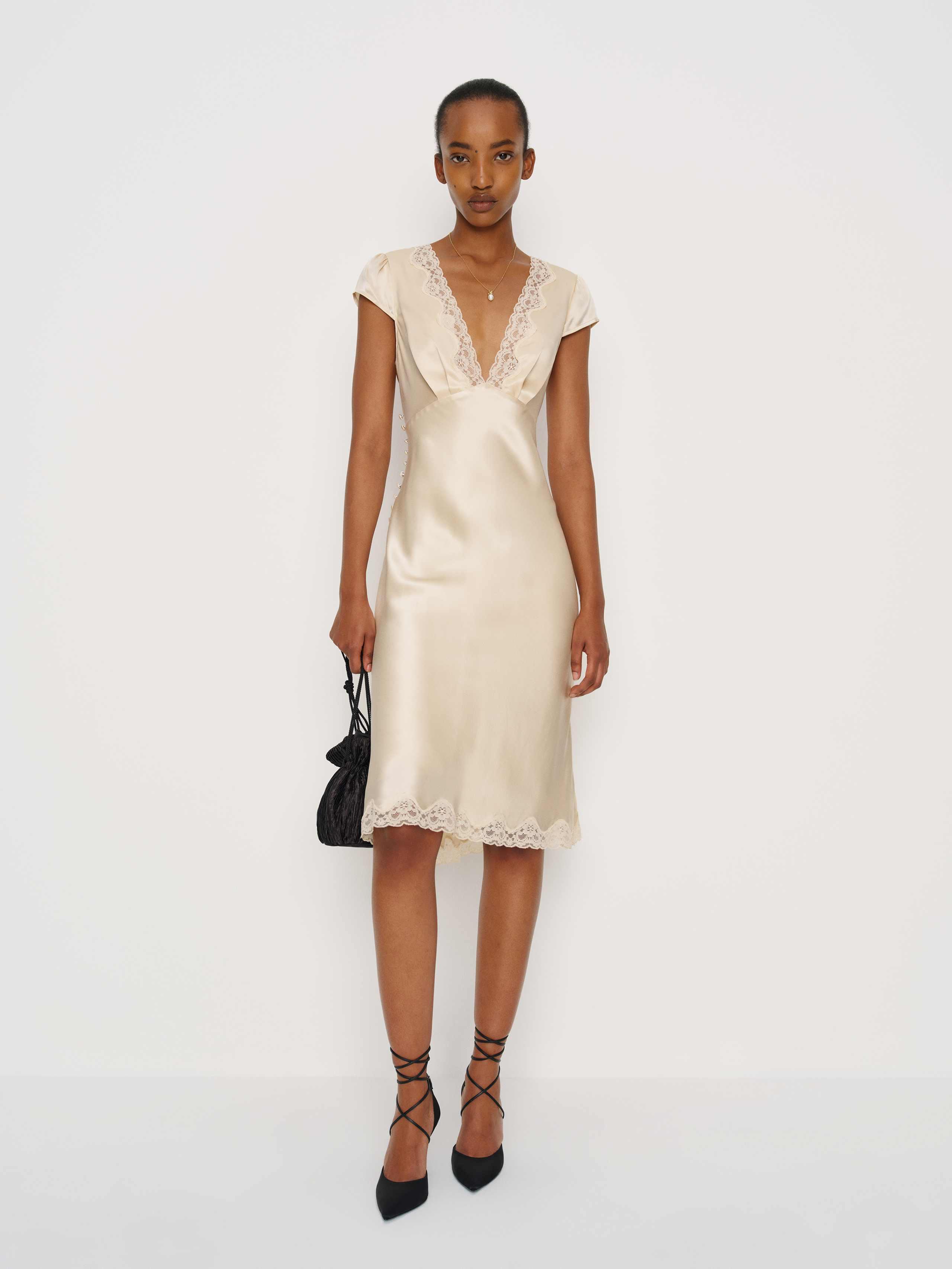 Reformation Florence Silk Dress 8 in Natural | Lyst Canada Reformation Florence Silk Dress 8 in Natural | Lyst Canada