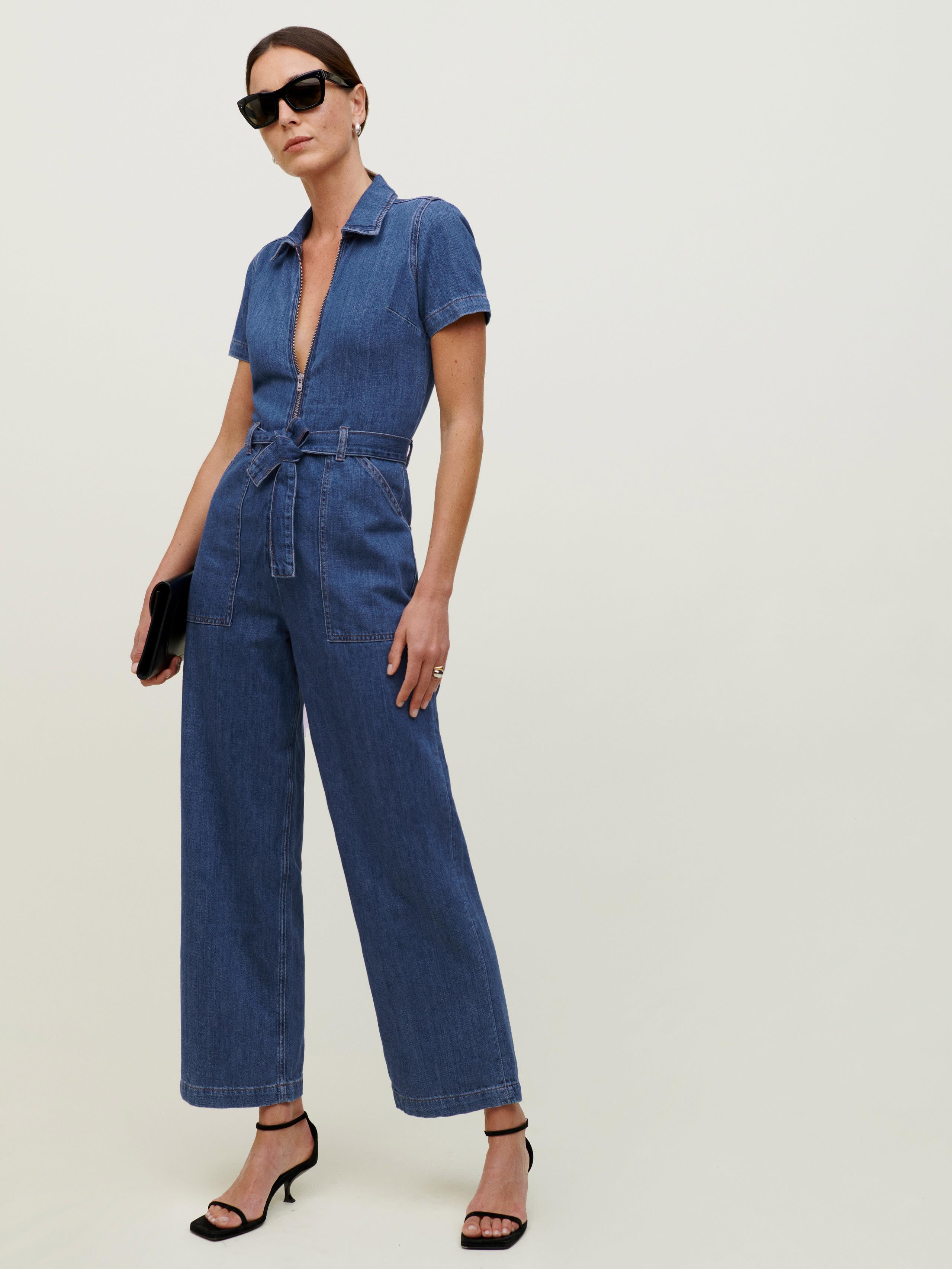 Reformation Cassidy Denim Jumpsuit in Blue | Lyst UK