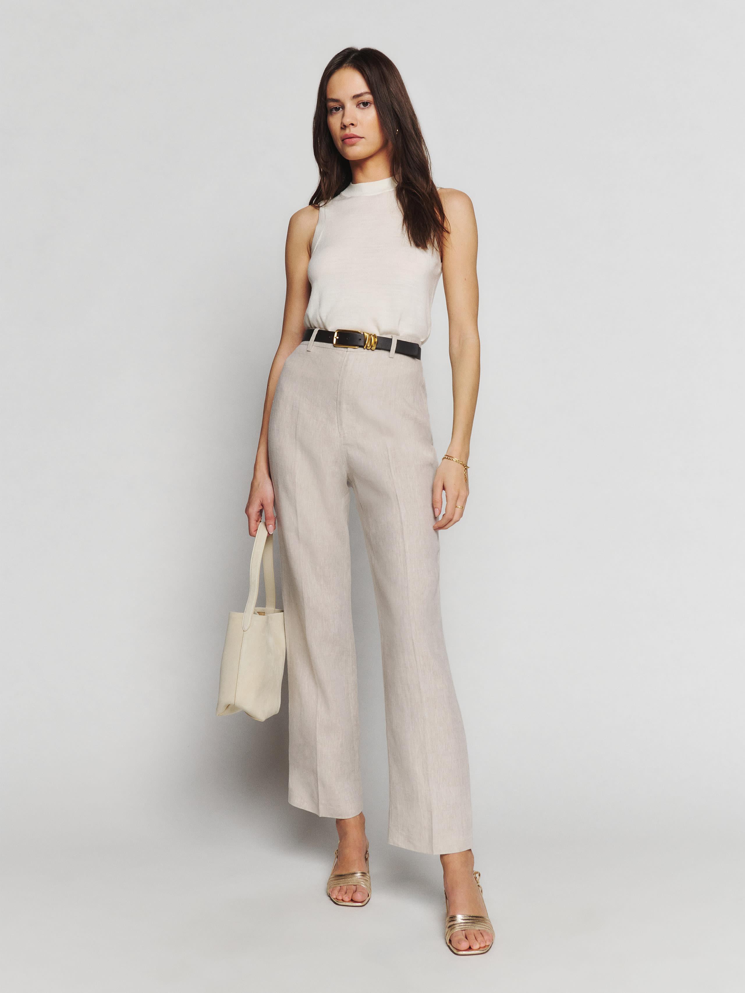 Reformation Freddie Linen Pant in Natural | Lyst