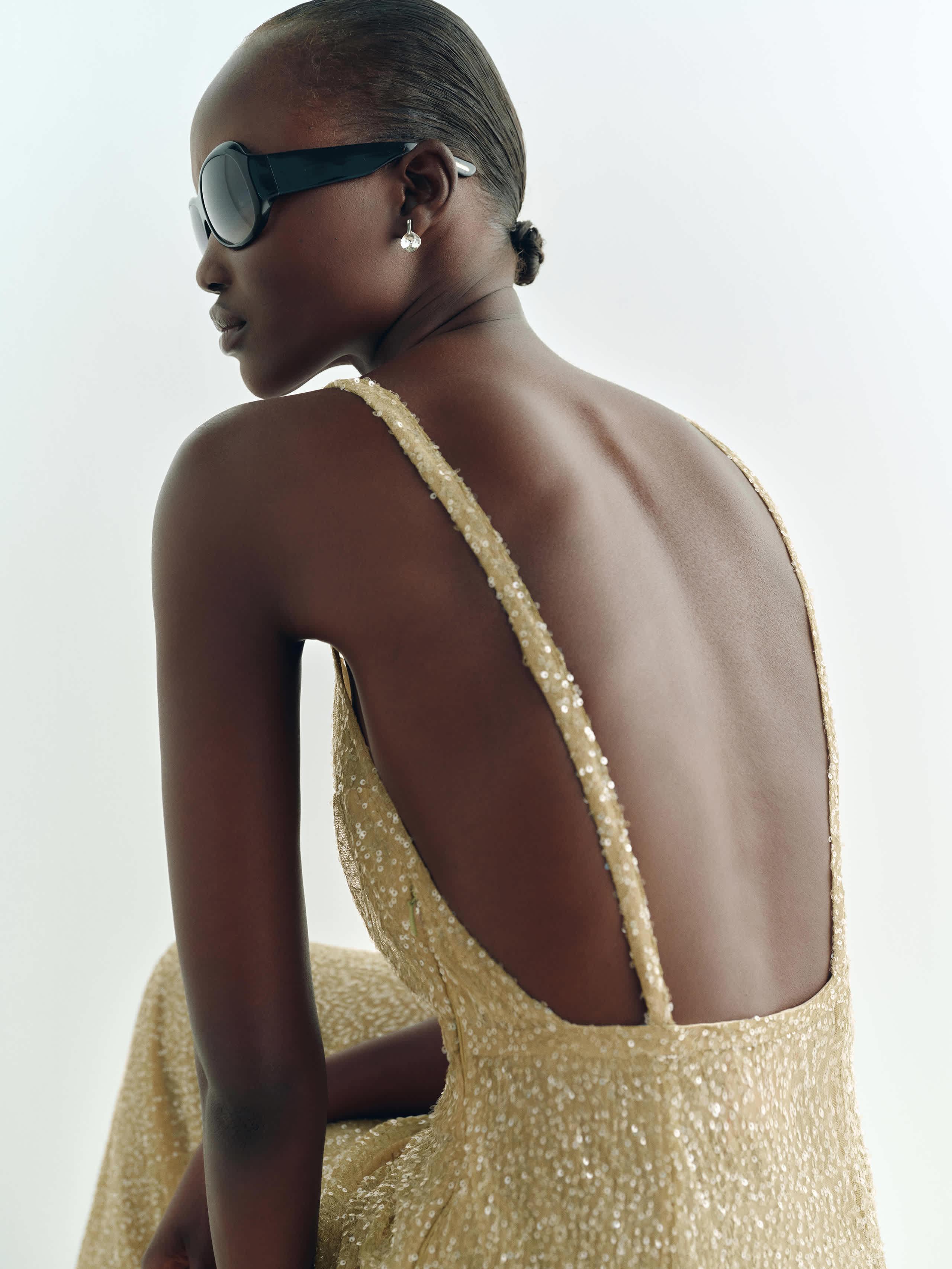 reformation gold dress Mineral Low Back Knit 0 in Natural reformation jillian silk dress