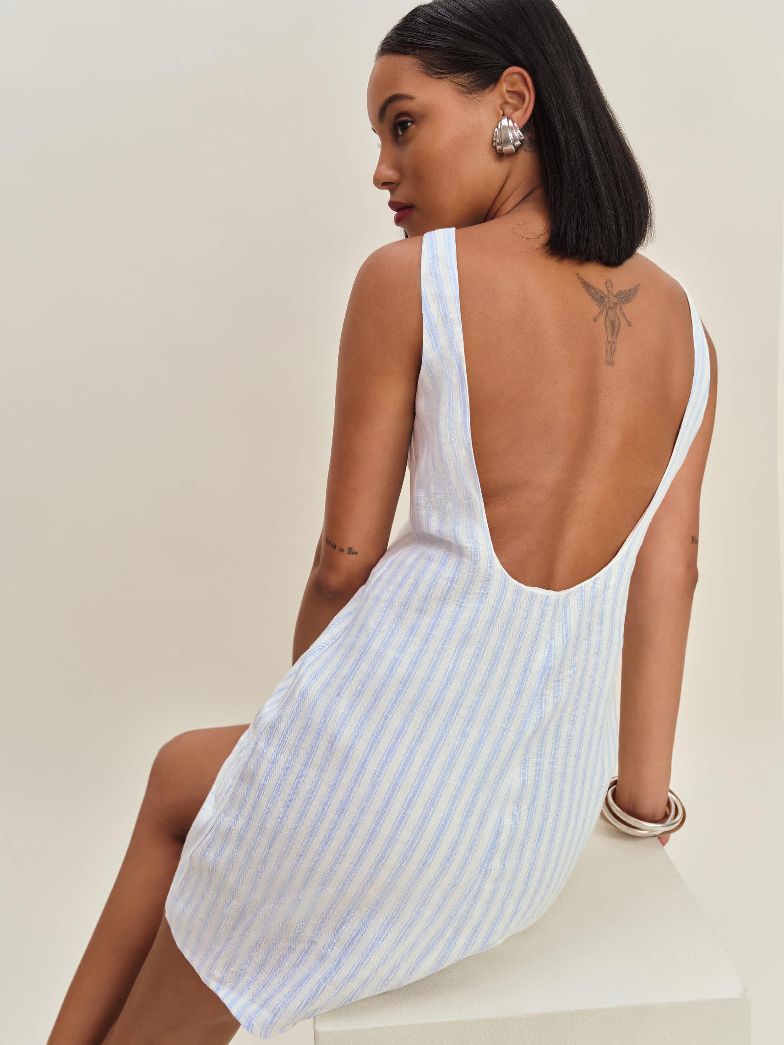 Reformation Rosemond Linen Dress 2 in White | Lyst