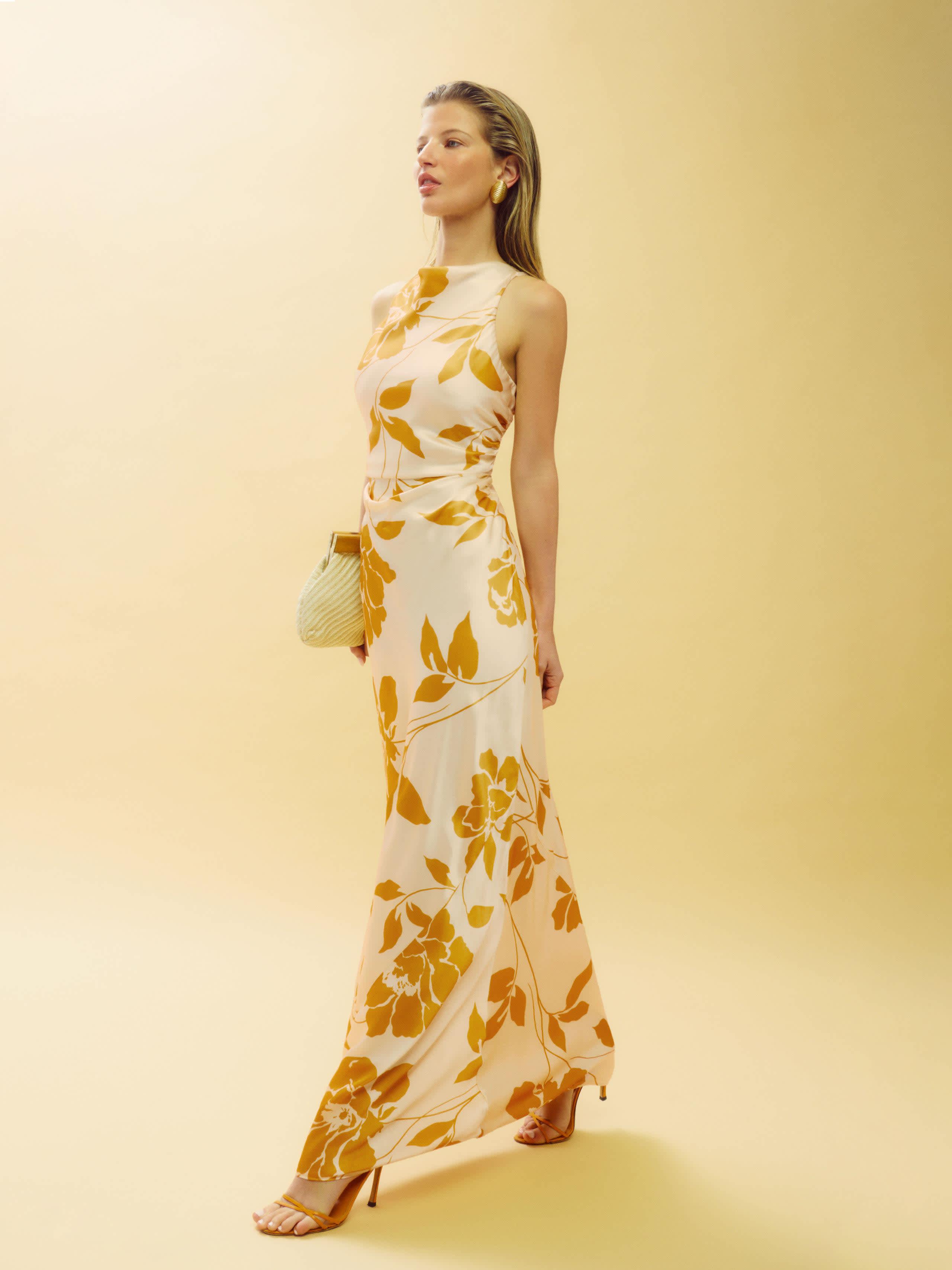 Reformation Anaiis Silk Dress 10 in Yellow | Lyst