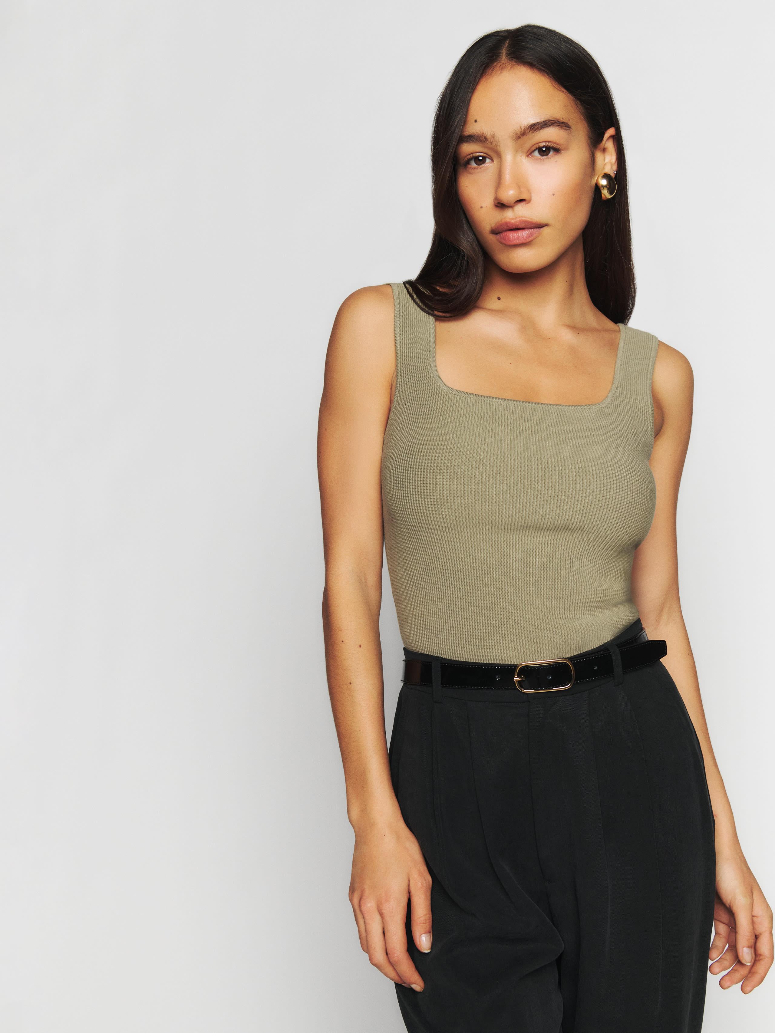 Reformation Julia Ribbed Sweater Tank in Black | Lyst