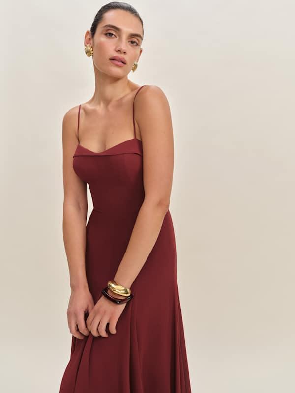 burgundy dress reformation Romy burgundy dress  Les jupes de Prune