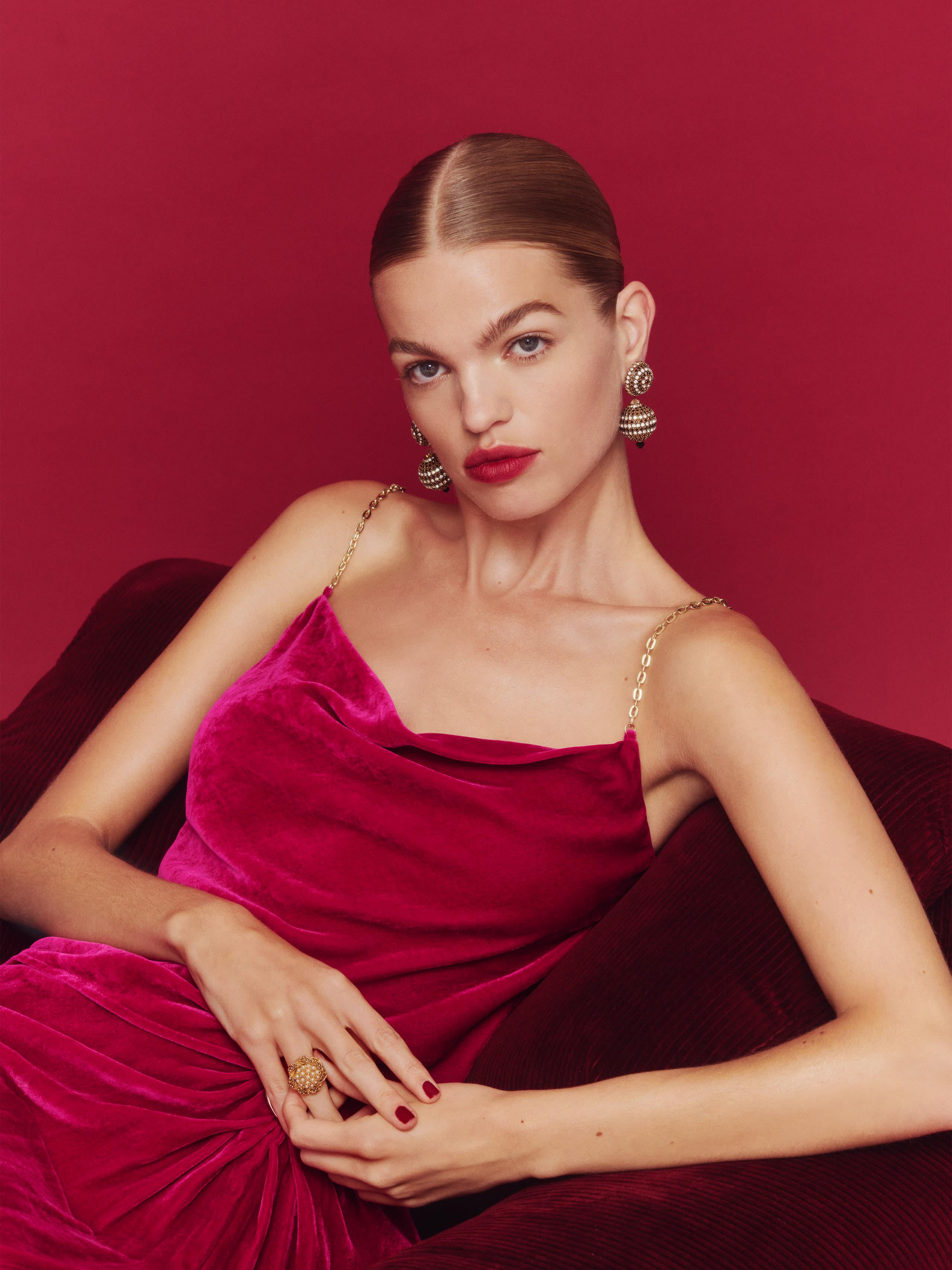 Reformation Rori Velvet Top in Red Lyst