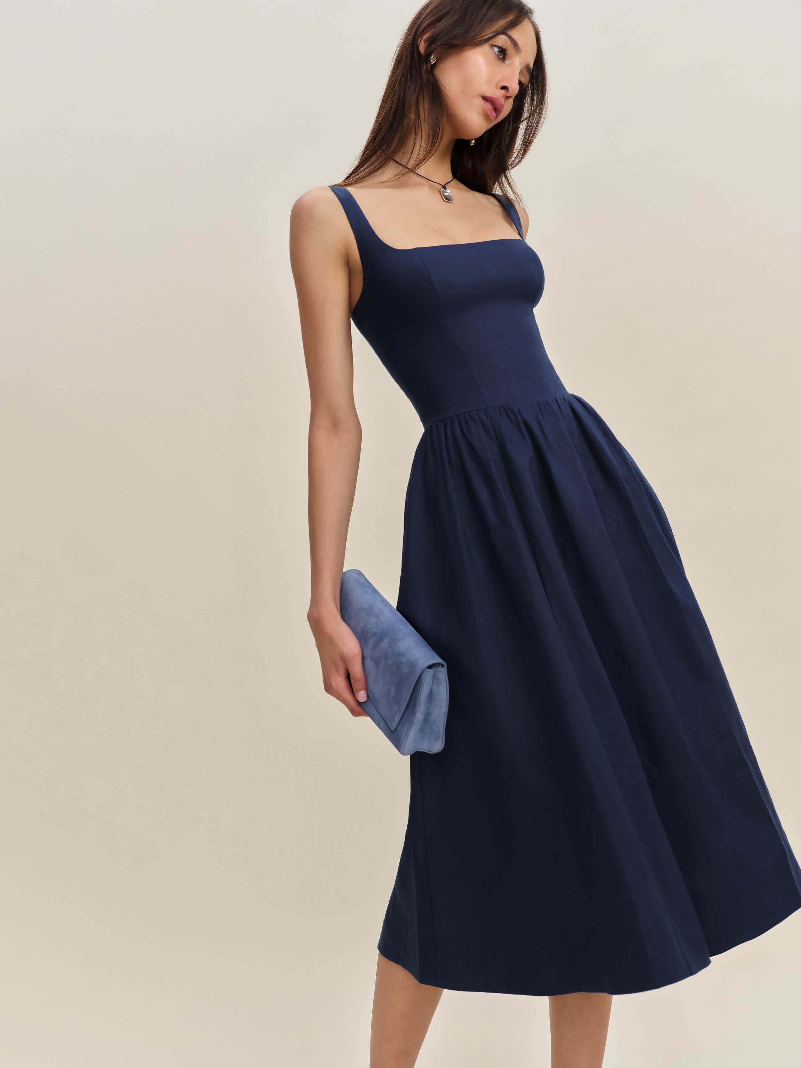 Reformation Janu Linen Dress 0 in Blue | Lyst Reformation Janu Linen Dress 0 in Blue | Lyst