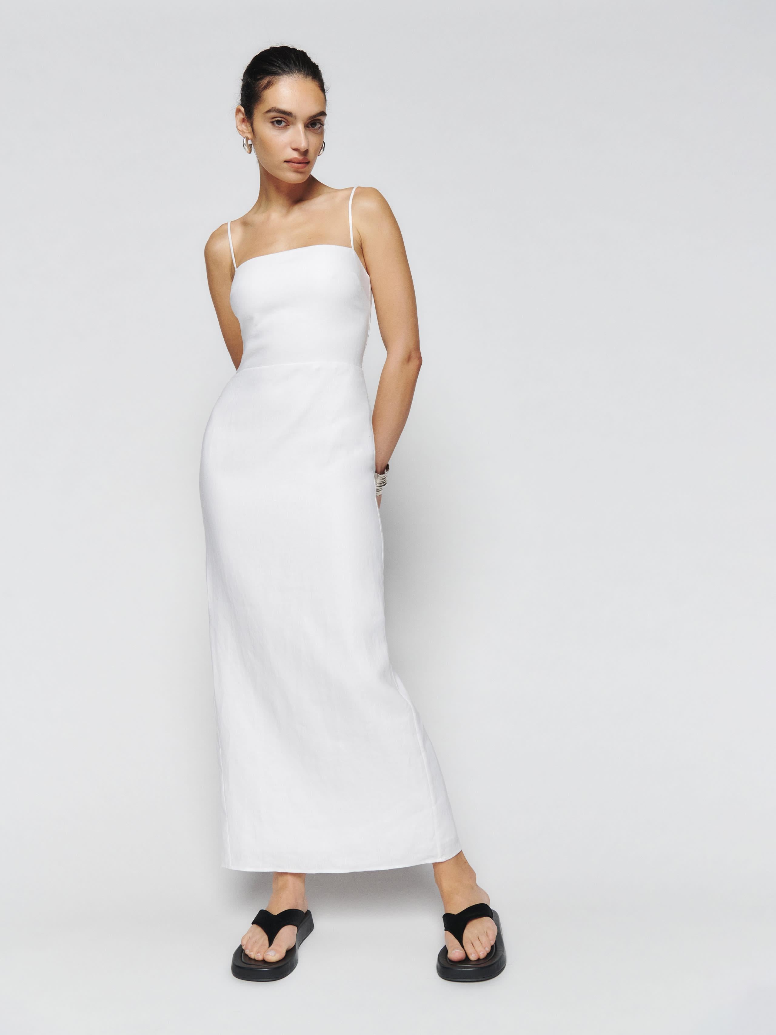 Reformation Frankie Linen Dress in White | Lyst