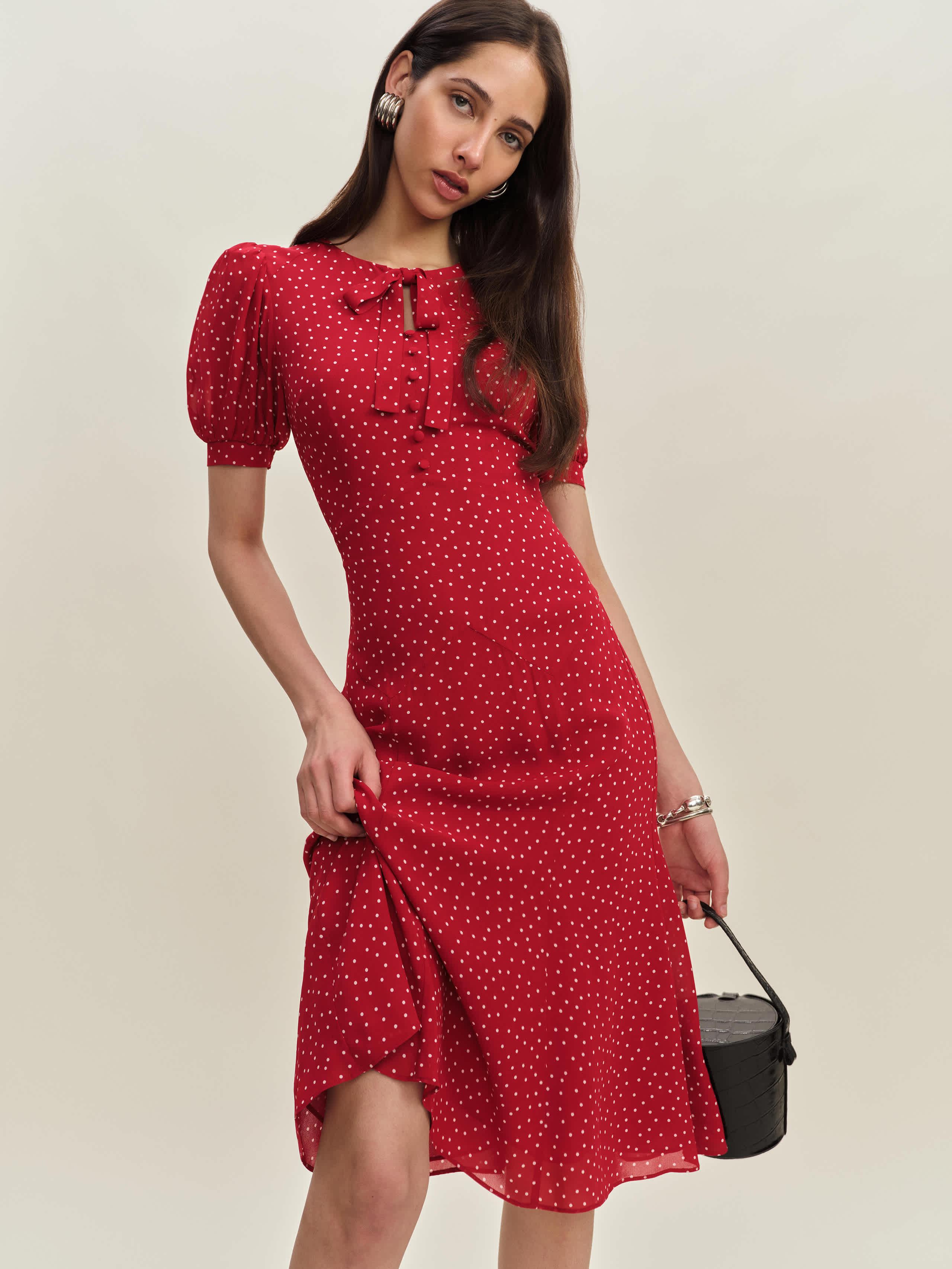 knee length dresses for ladies DELIA midi dress Spring Meadow Green – Lesley Evers main image 1