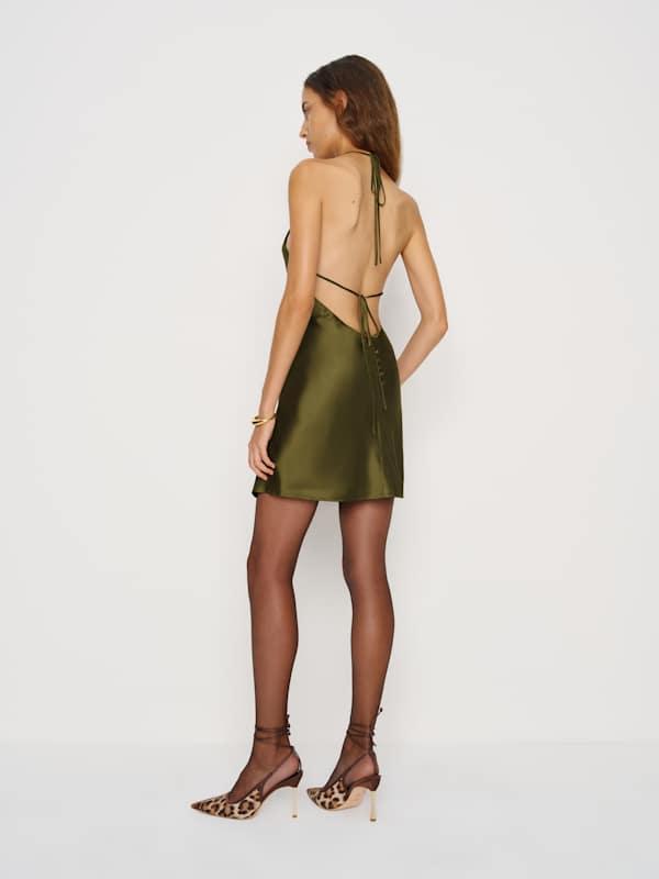 jennis silk dress Reformation Jennis Silk Dress in Green