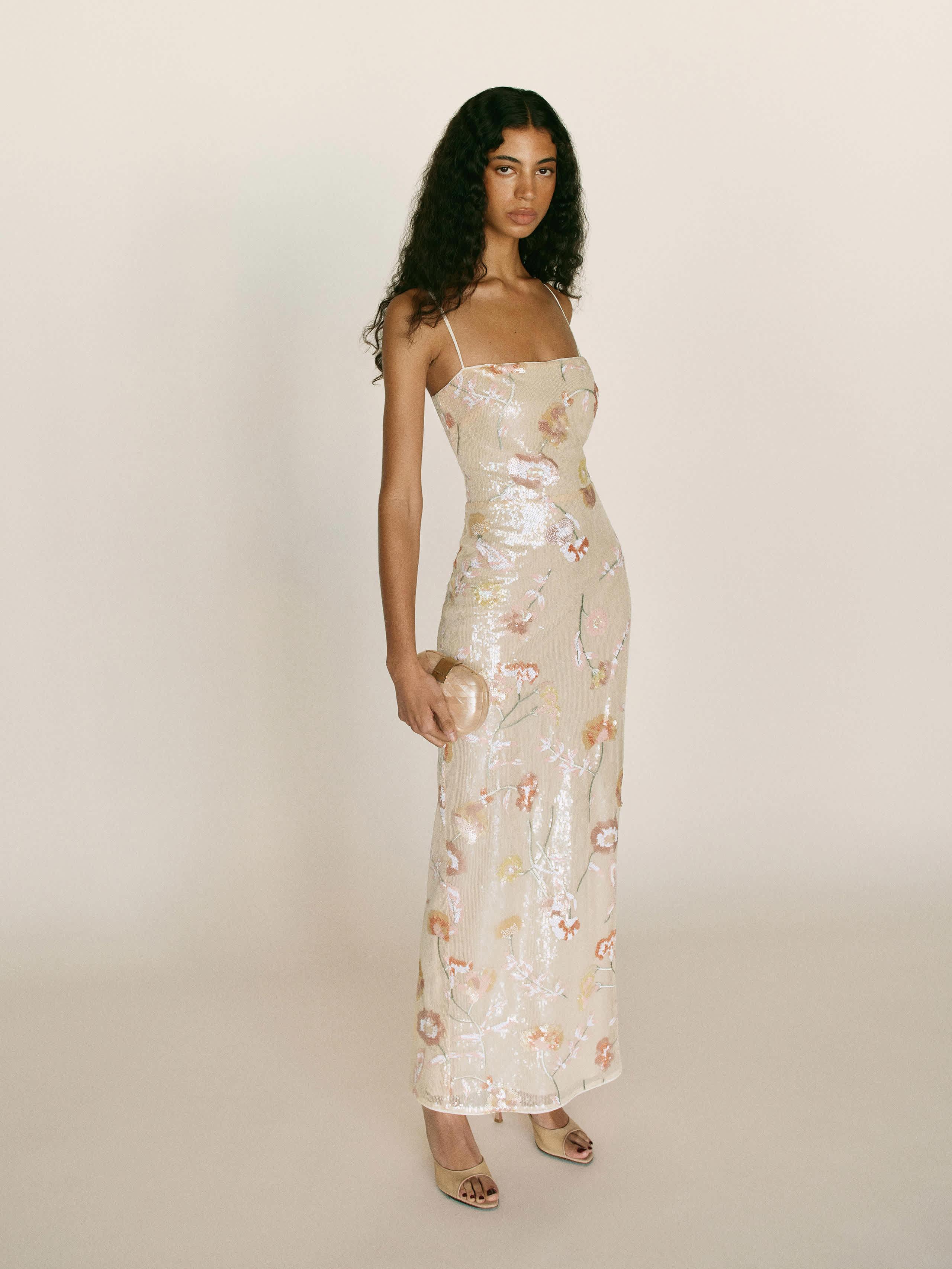Reformation Frankie Dress Sequin 2 in Natural | Lyst