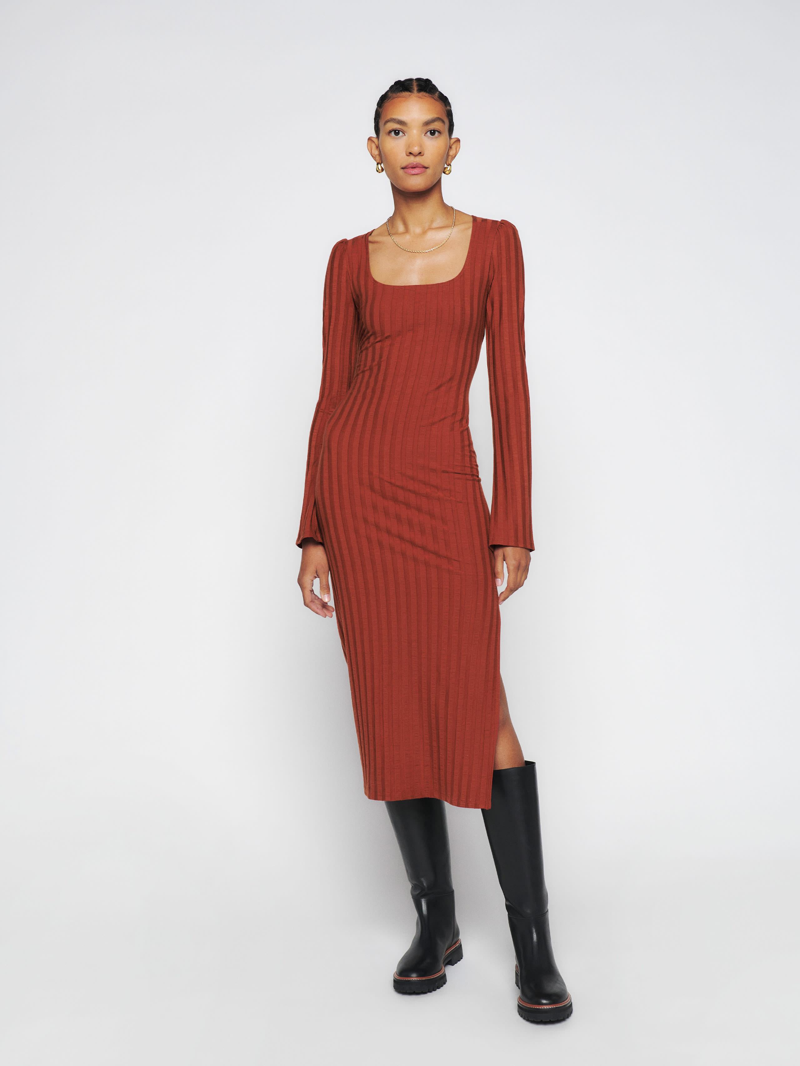 Reformation Clint Knit Dress in Red Lyst