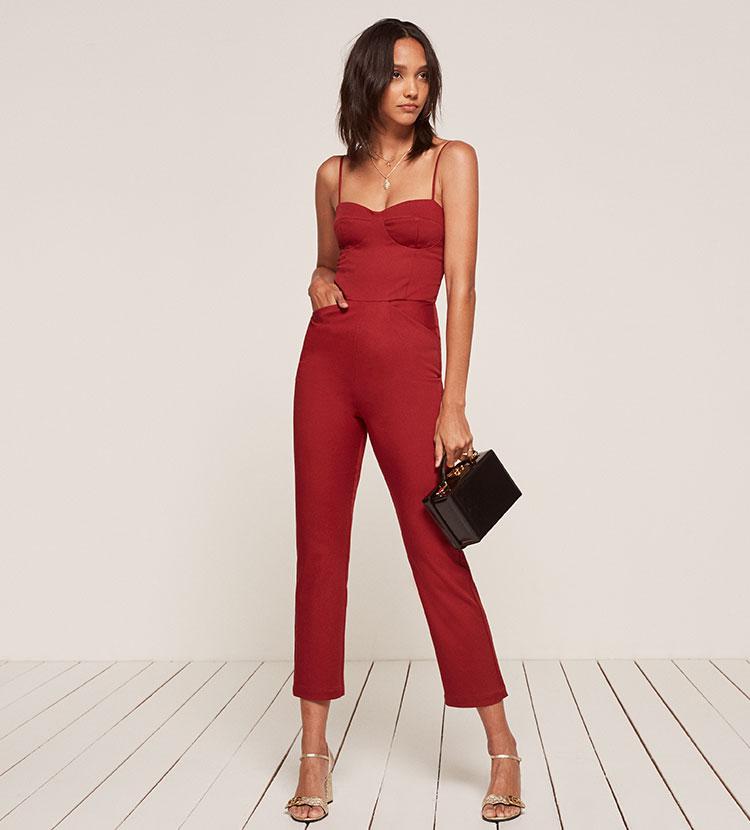 reformation red jumpsuit