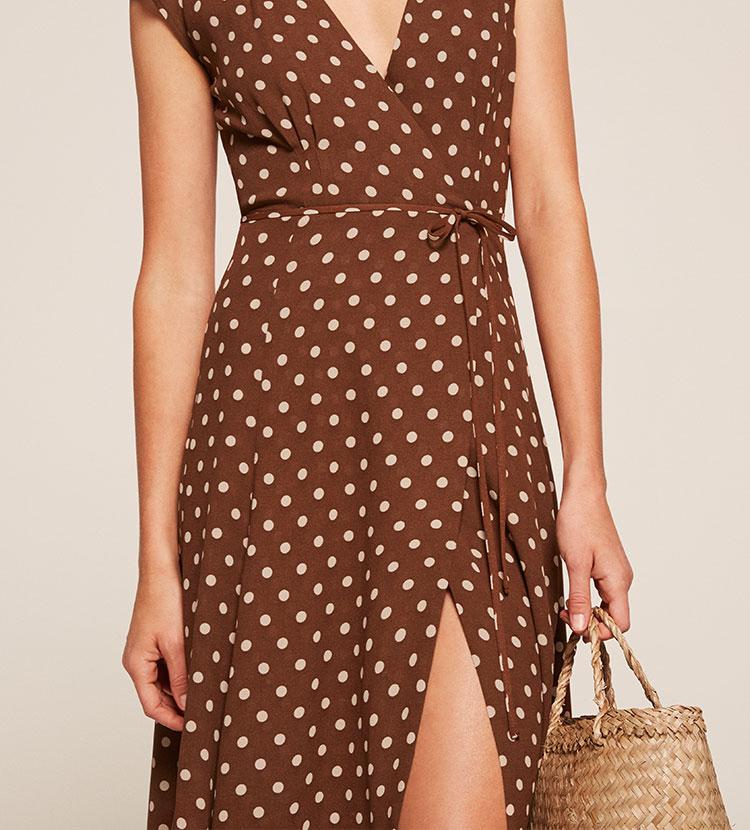 carina midi wrap dress Reformation Green Carina Midi Wrap Dress by Reformation