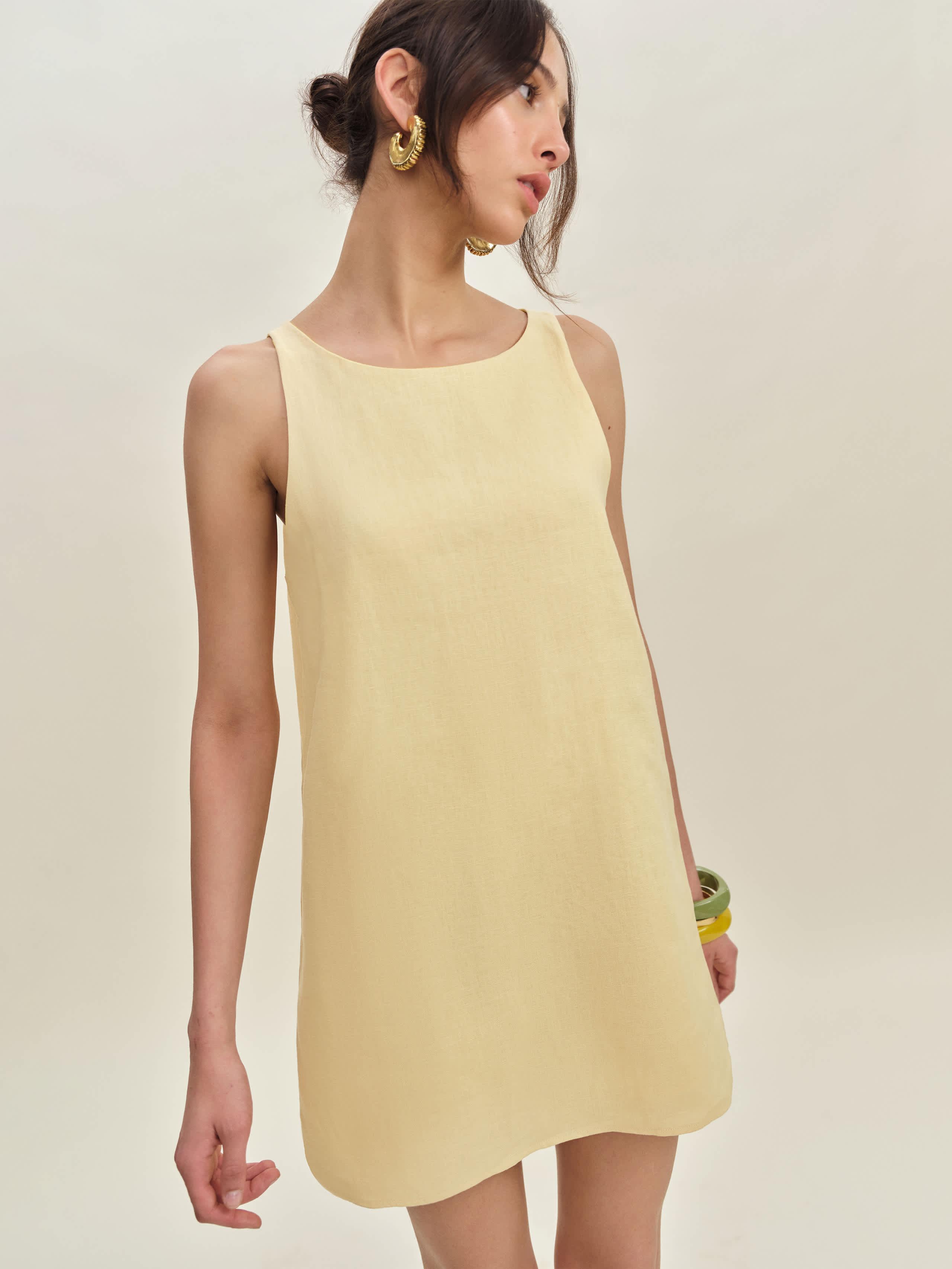 reformation jessi linen dress Sleeveless (Women) linen/flax Reformation Jessi Parmesan Linen Mini