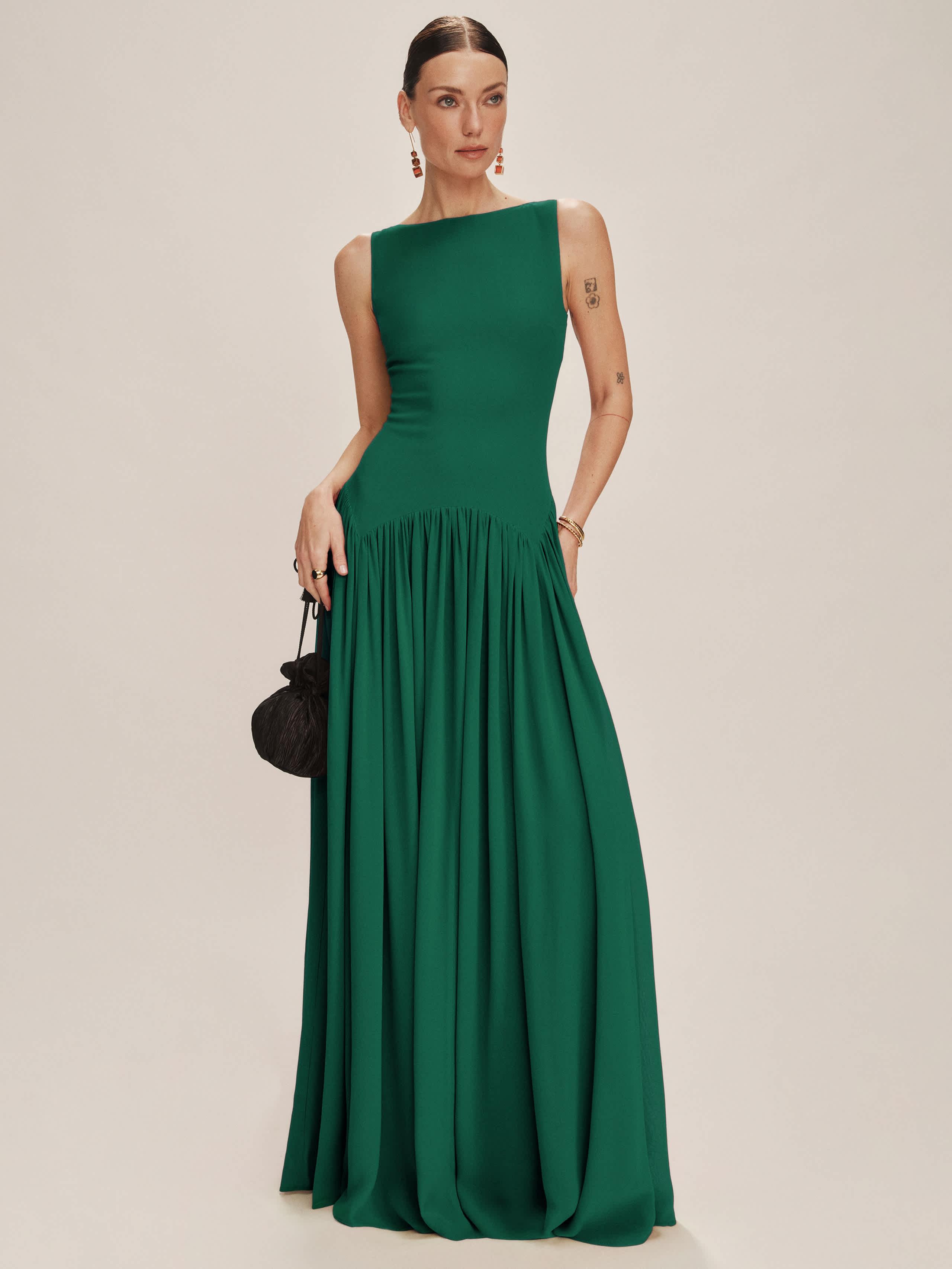 reformation breslin dress green Rent The Breslin Metallic Green Midi Dress By Reformation