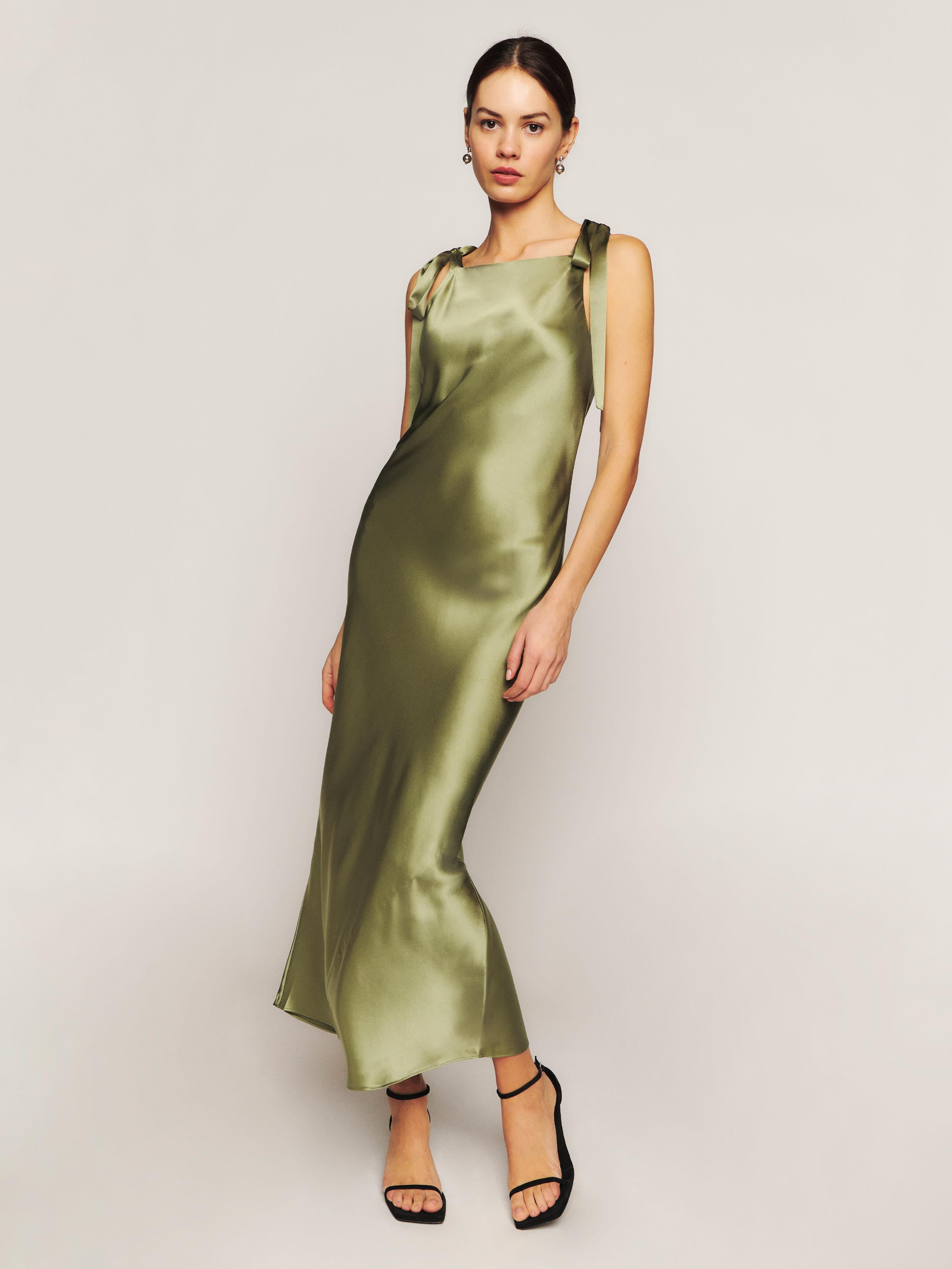 Reformation Aden Silk Dress in Natural Lyst
