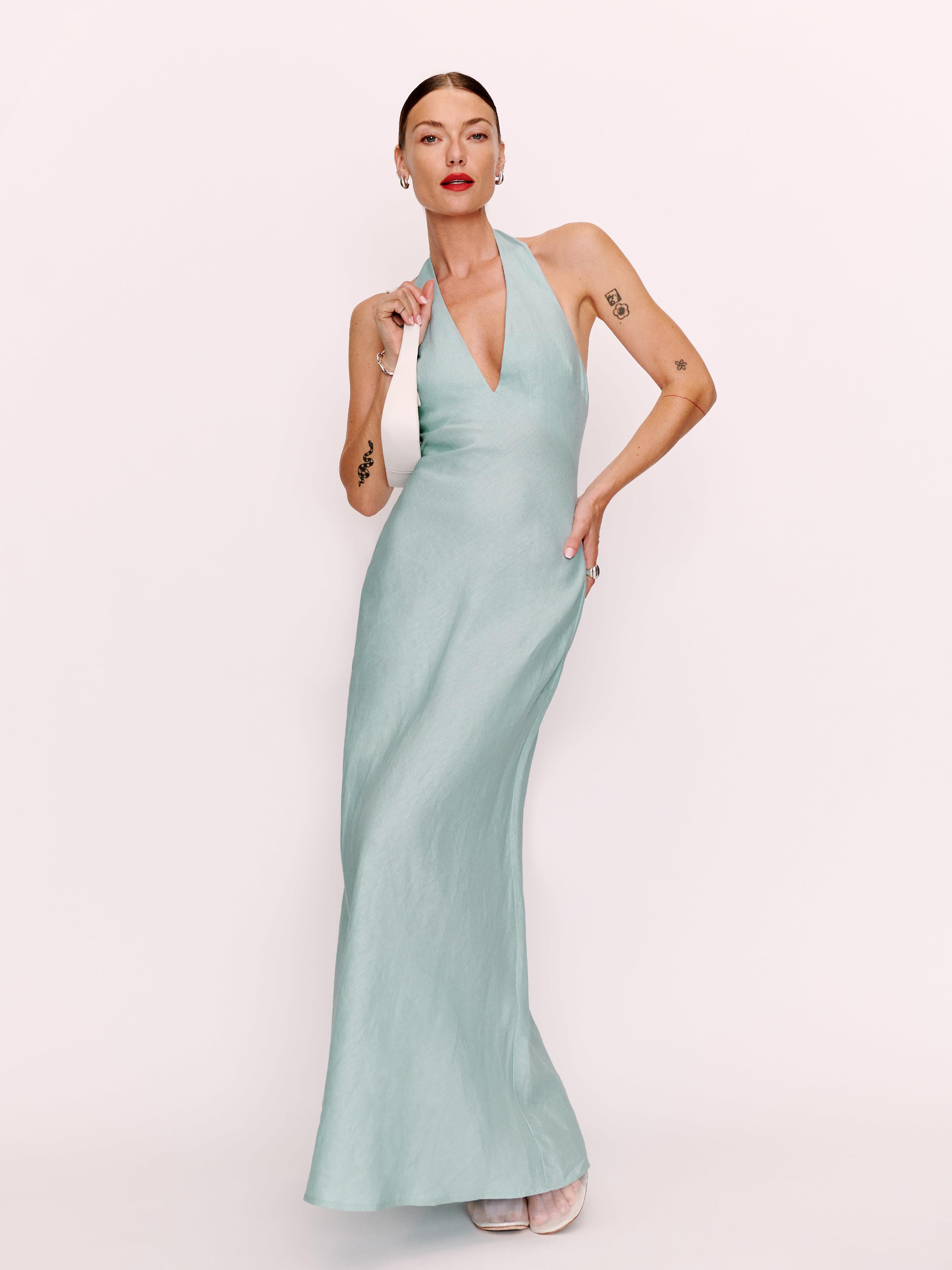 Reformation Delilah Linen Dress in Blue Lyst
