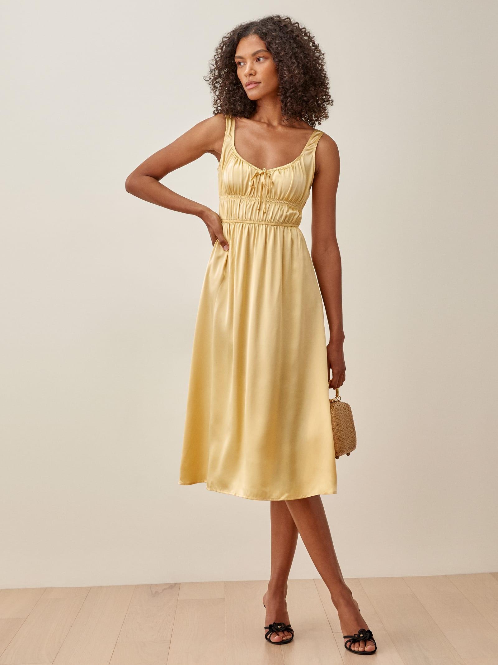Reformation Colleen Dress in Lemon 
