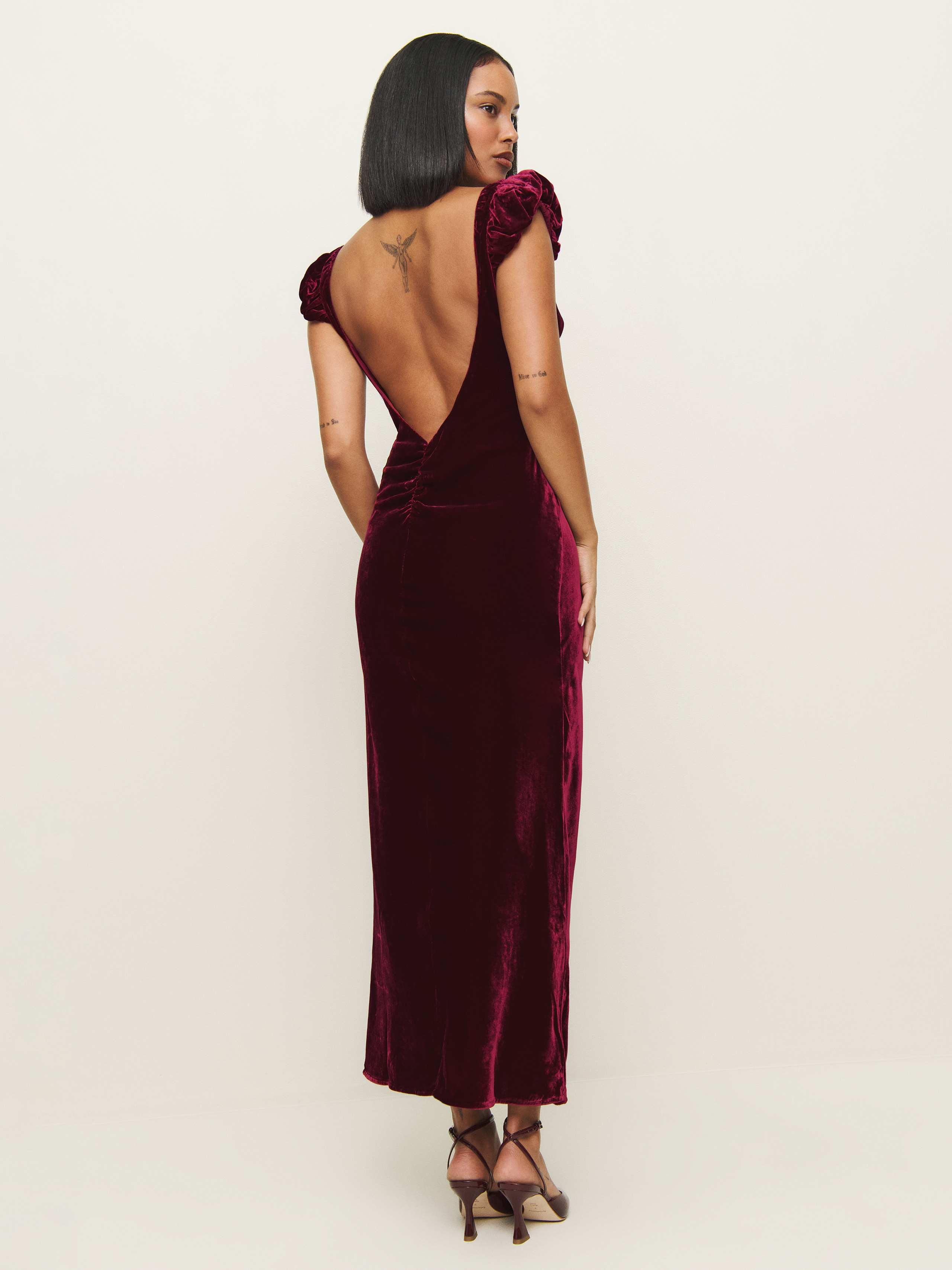 red velvet open back dress Red Velvet Backless Bodycon Dress | Dresses For Women