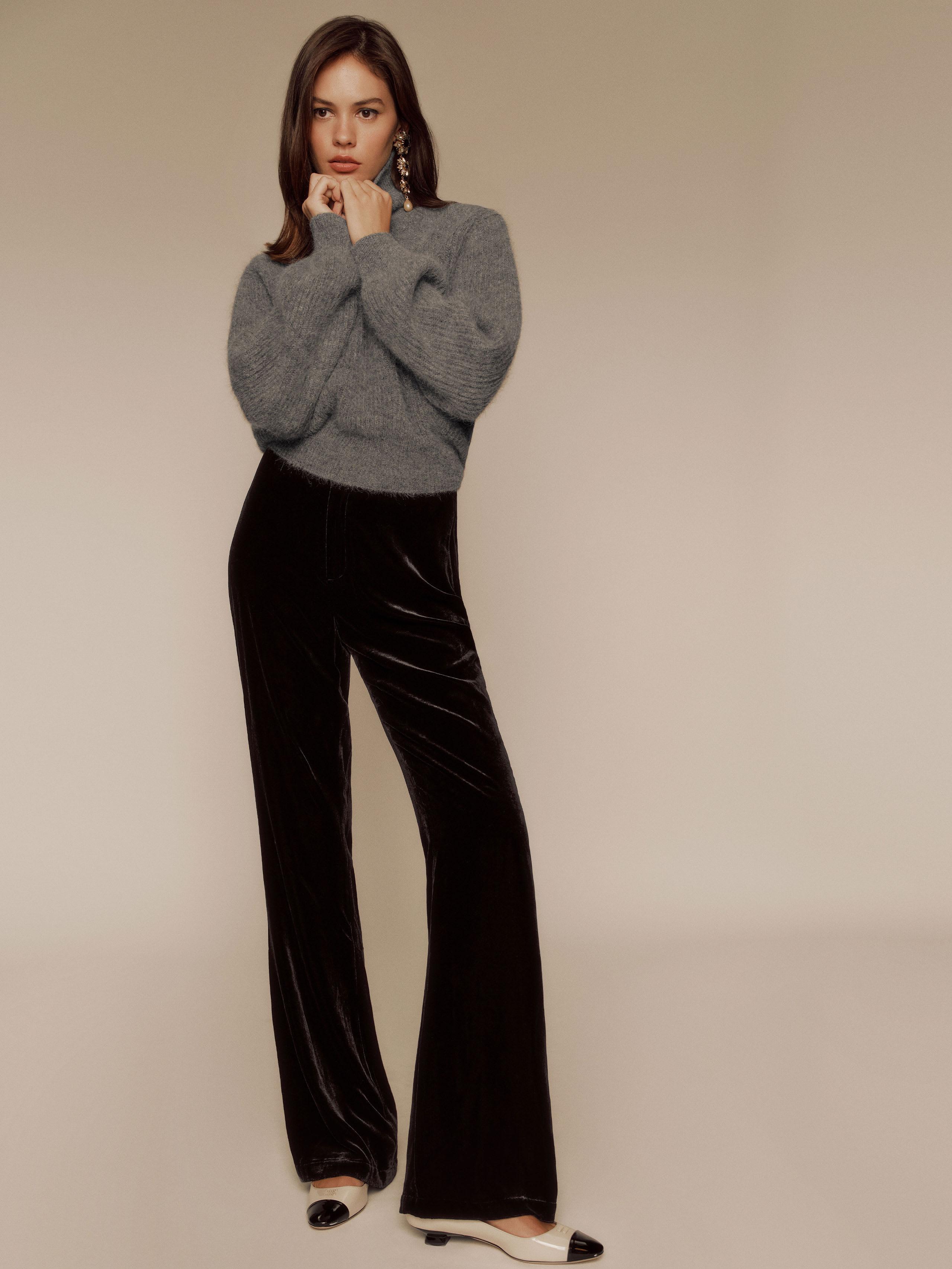 Reformation Sora Velvet Pant in Natural Lyst UK