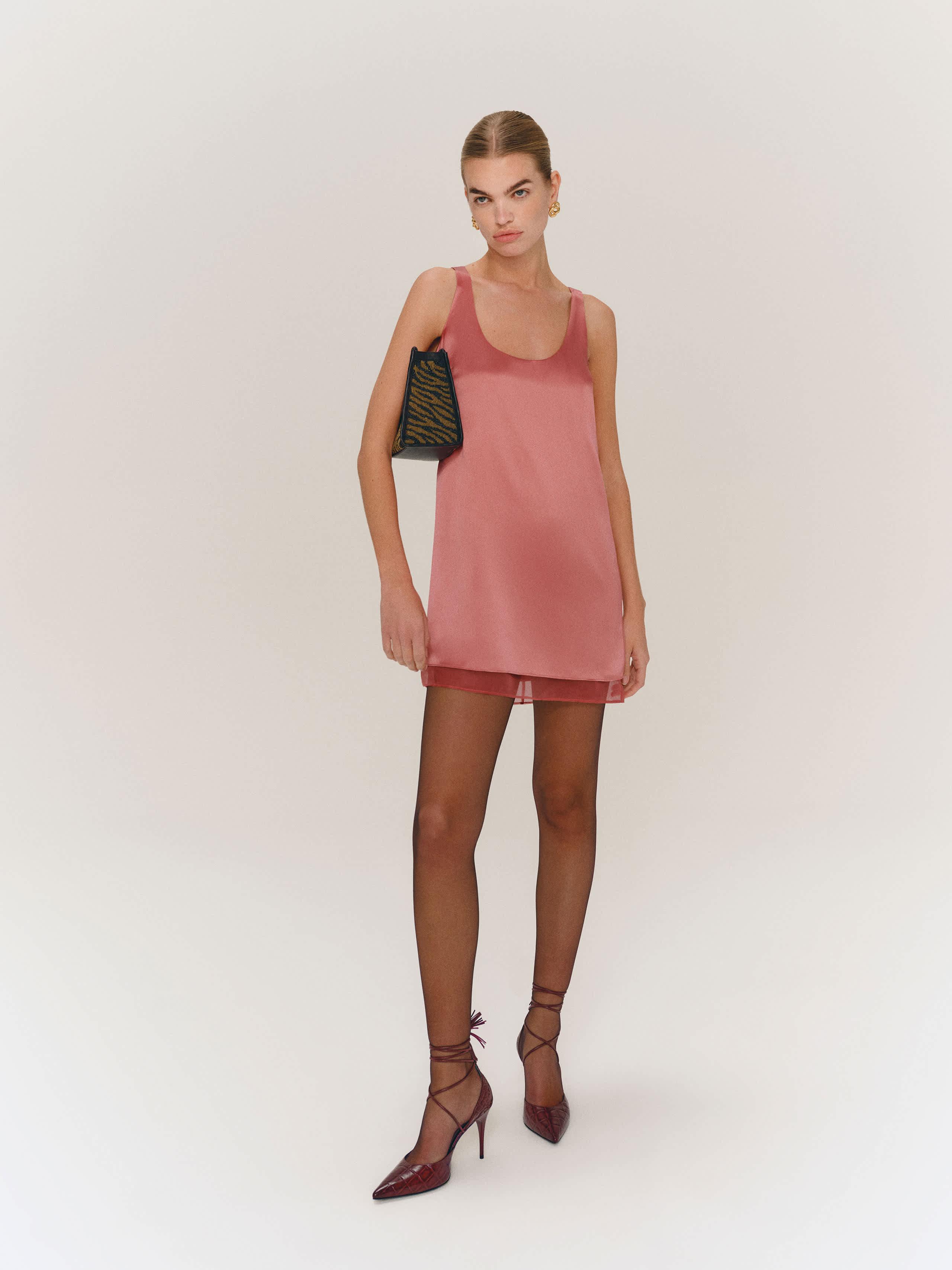 reformation hot pink dress REFORMATION Barbie Hot Pink Corvette Alden Bodycon Ruched Mini Dress XS 0/2 GUC
