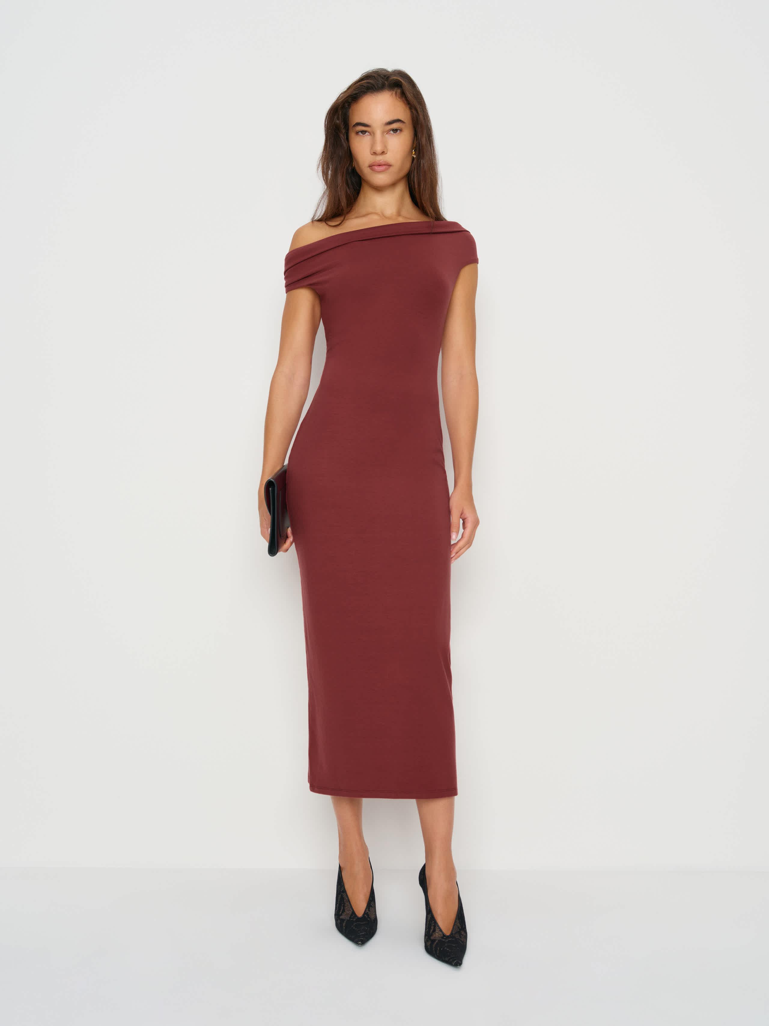 off the shoulder knitted dress Winter Wonder Off-Shoulder Knit Maxi Dress Pink